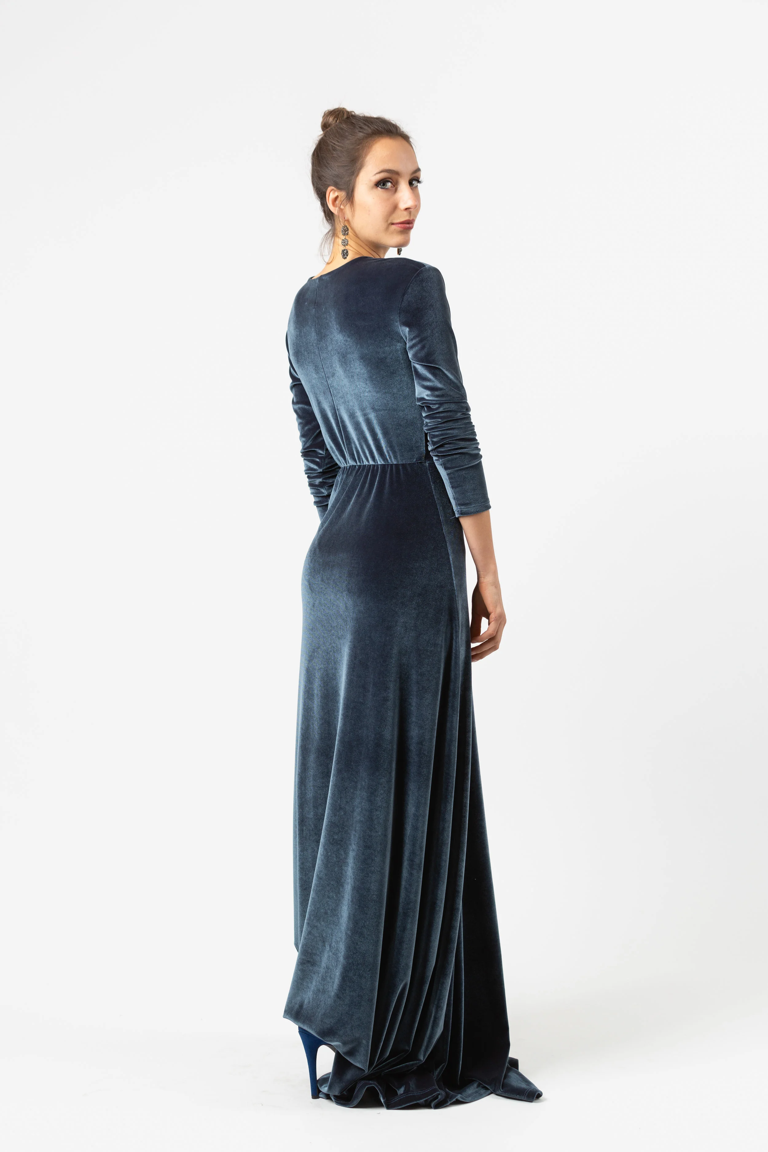 Inky Blue Velvet Knot Dress Jennafer Grace Studio 5.jpg