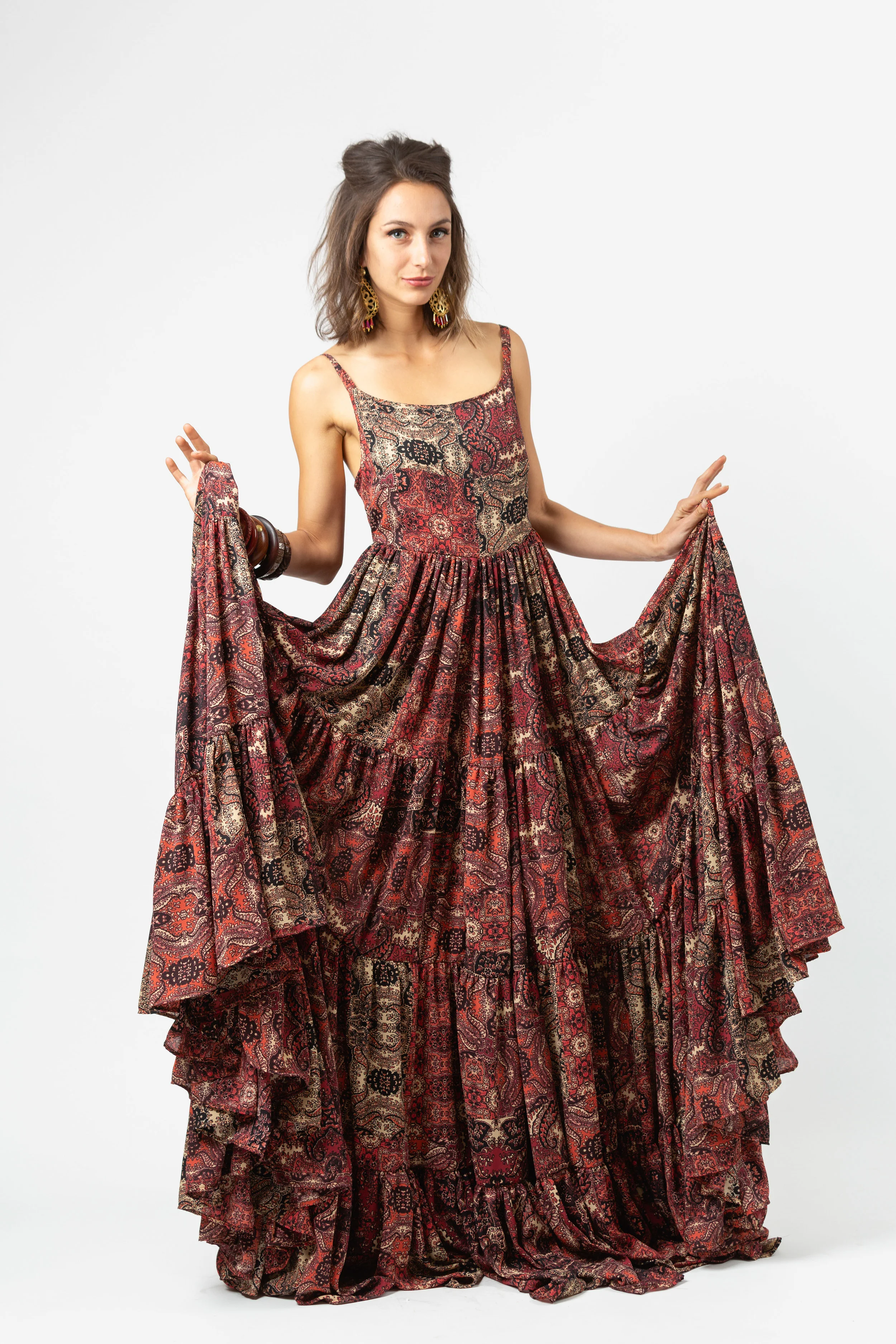 marrakesh,oxblood,red,merlot,blush,paisley,ruffle,tier,market,dress.maxidress,boho,jennafergrace,handmade,california,madeinusa