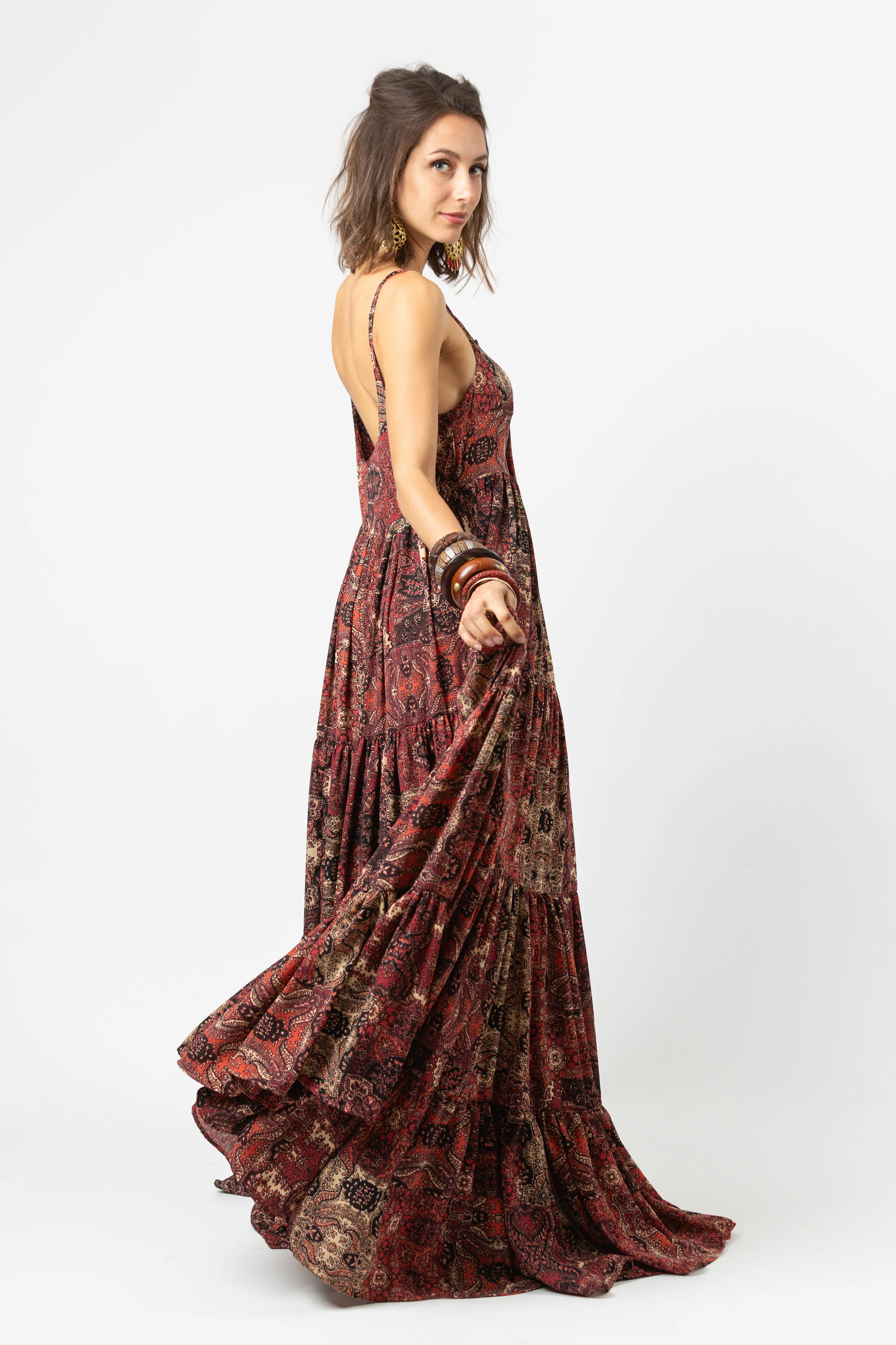 marrakesh,oxblood,red,merlot,blush,paisley,ruffle,tier,market,dress.maxidress,boho,jennafergrace,handmade,california,madeinusa