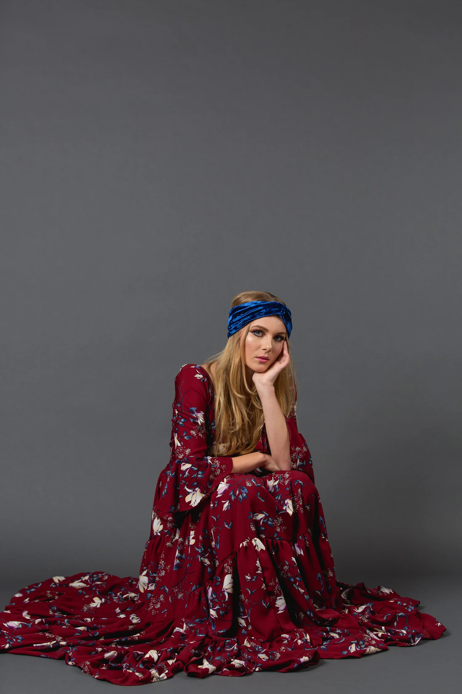 Magnolia red floral fitted maxi dress jennafergrace handmade madeinusa