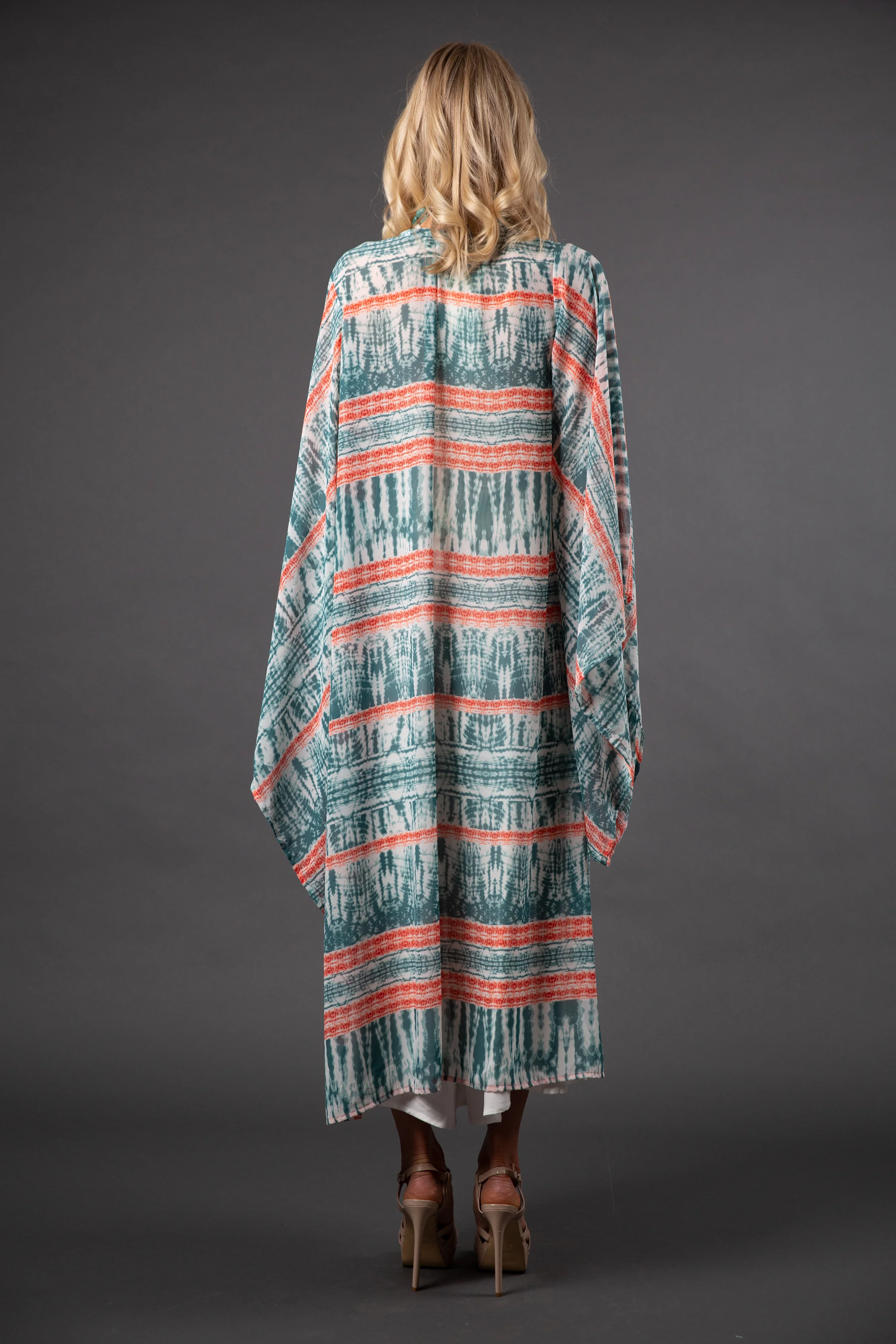 Coral reef turquoise kimono wrapdress pockets jennafergrace handmade madeinusa