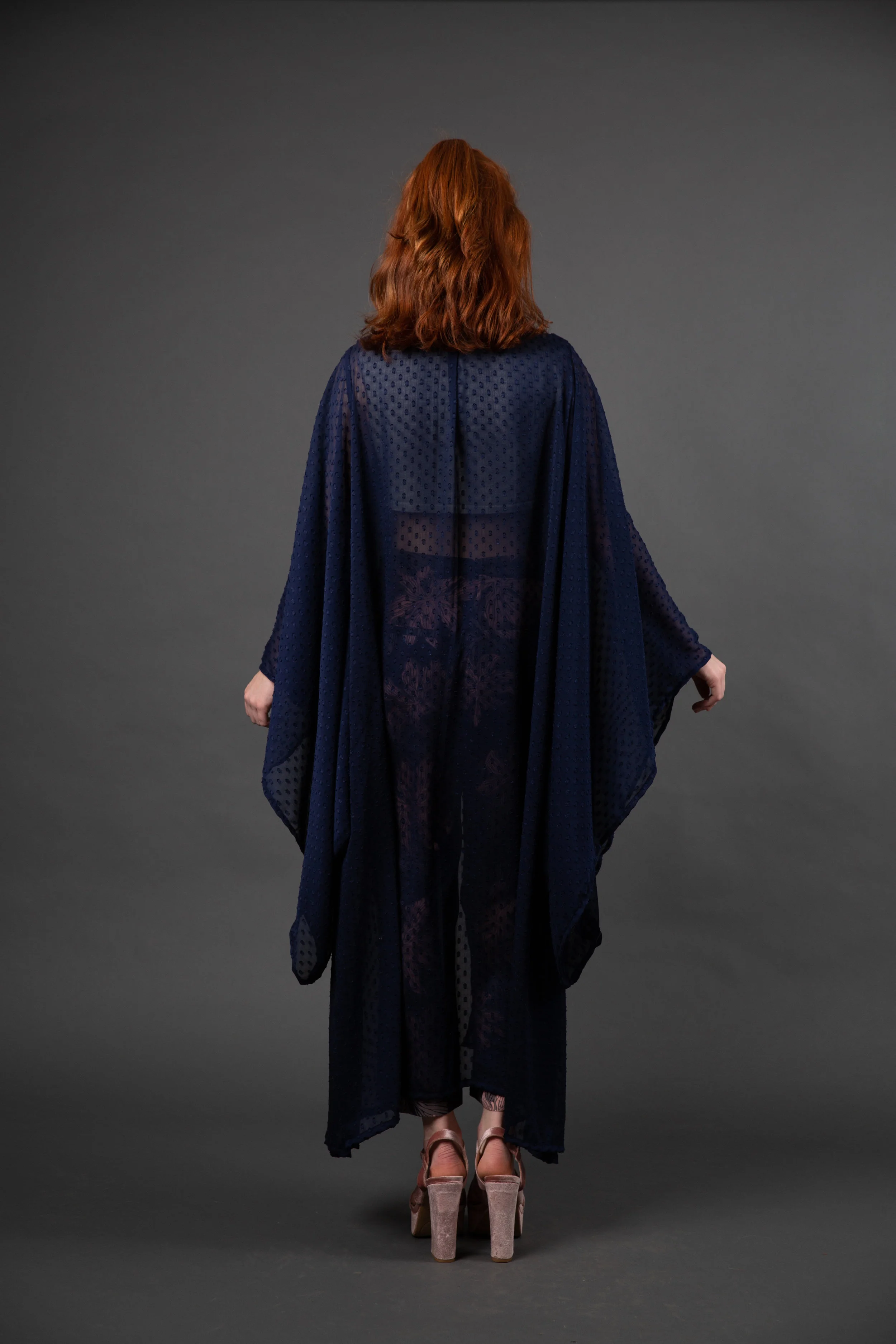 Midnight dots navy kimono wrapdress pockets jennafergrace handmade madeinusa