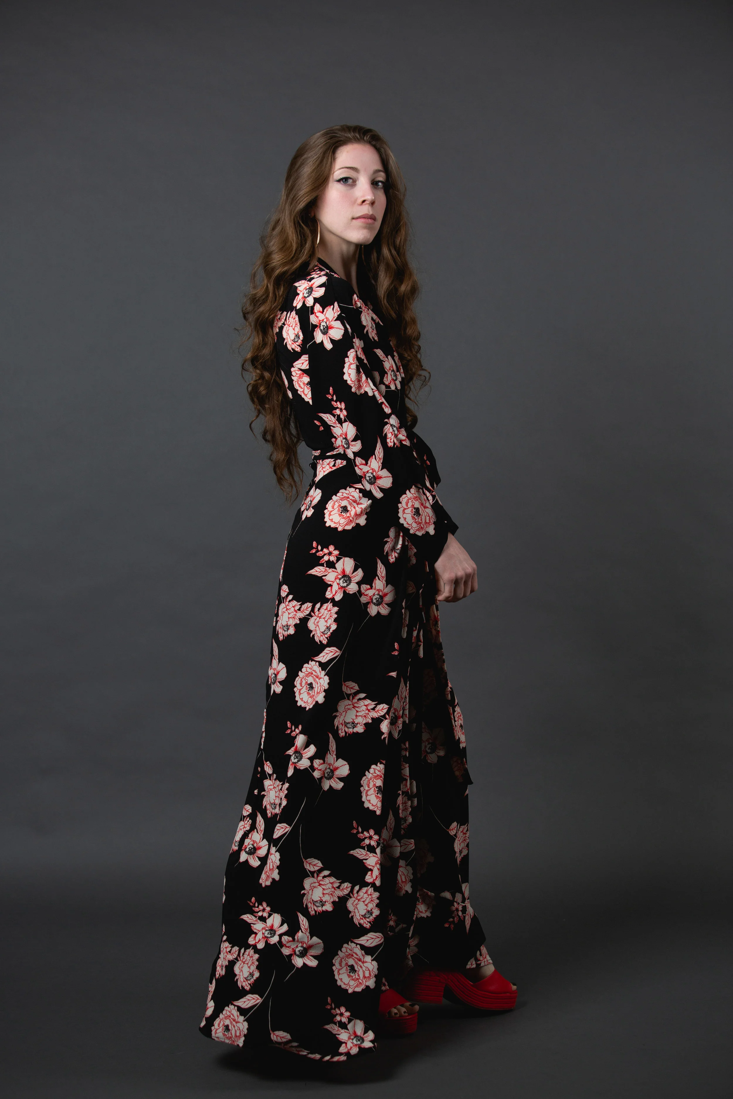 lebelage black floral signature dress