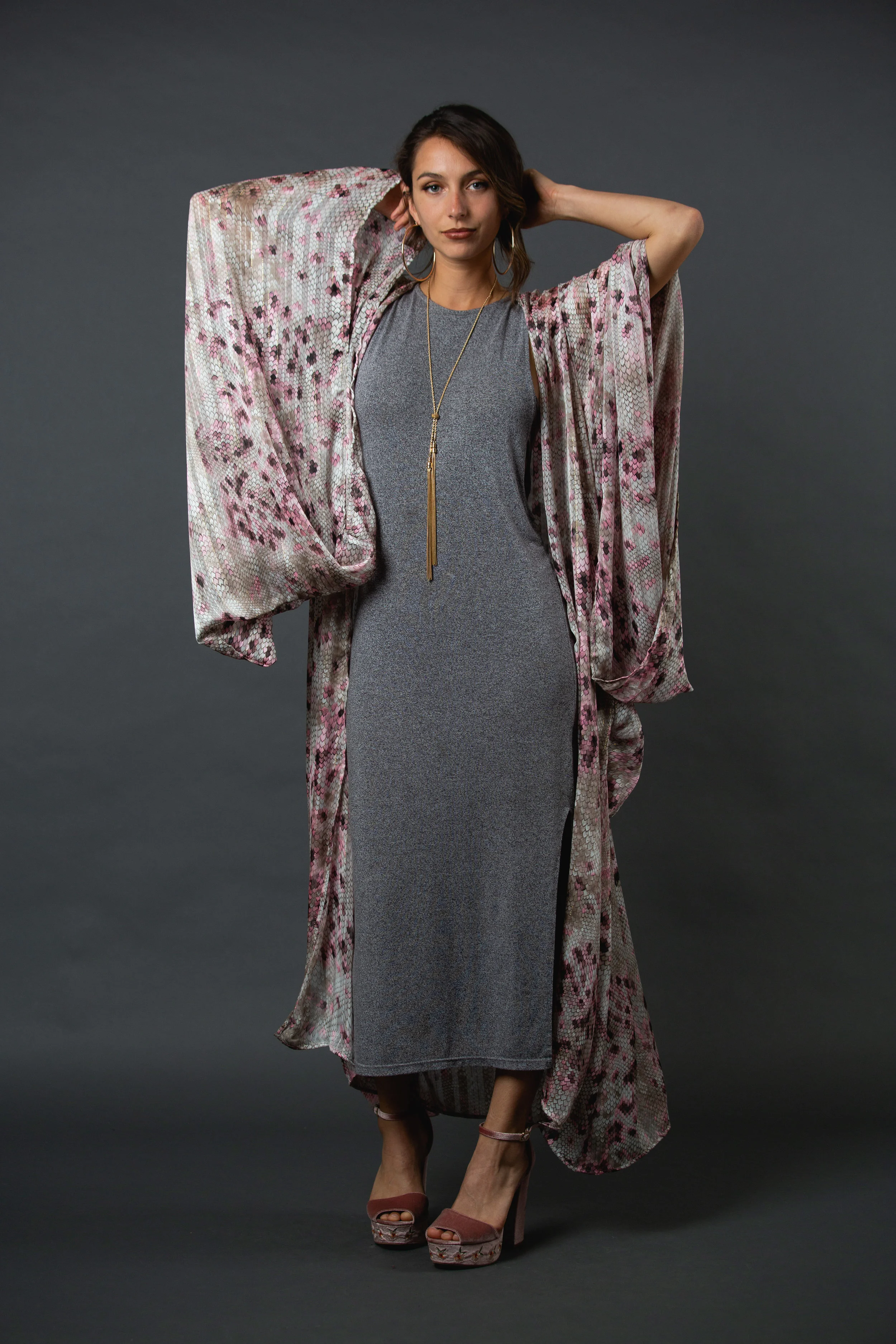 lily dragon ivory pink metallic snake kimono jennafergrace handmade