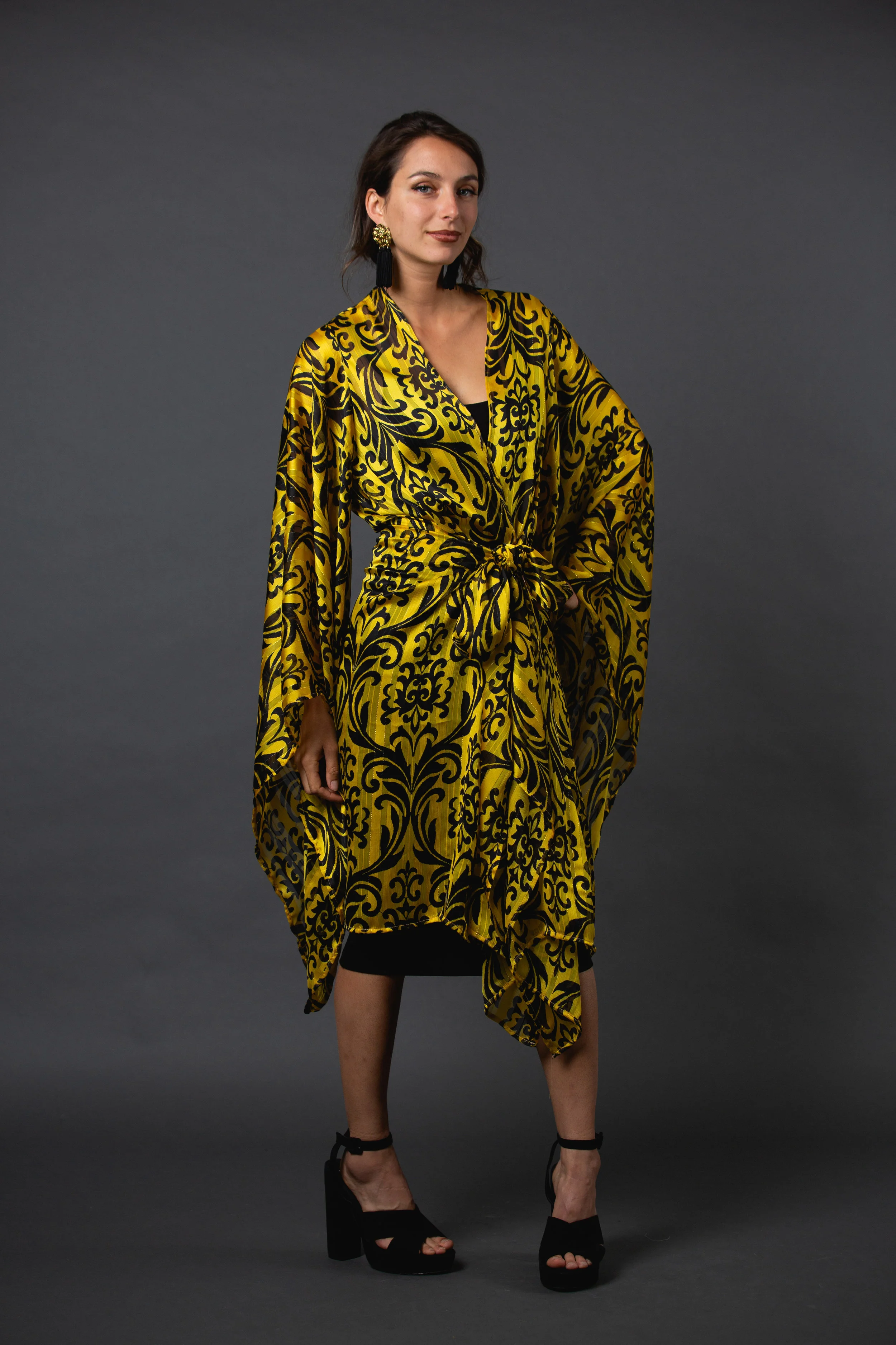 donatella yellow metallic kimono jennafergrace handmade