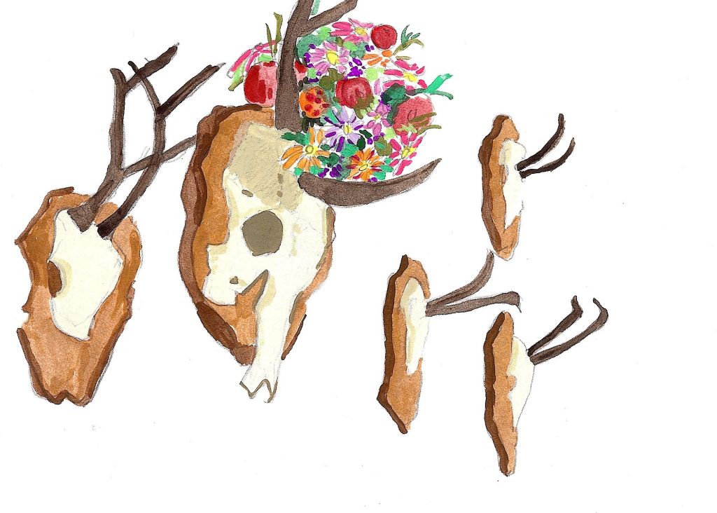 Antlers Room / 2010 / Gouache on Paper / 5 x 7 in / Collection of Dorid Lamb