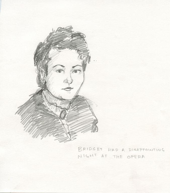 Bridget and the Opera / 2013 / Pencil on paper / 6 x 6 in