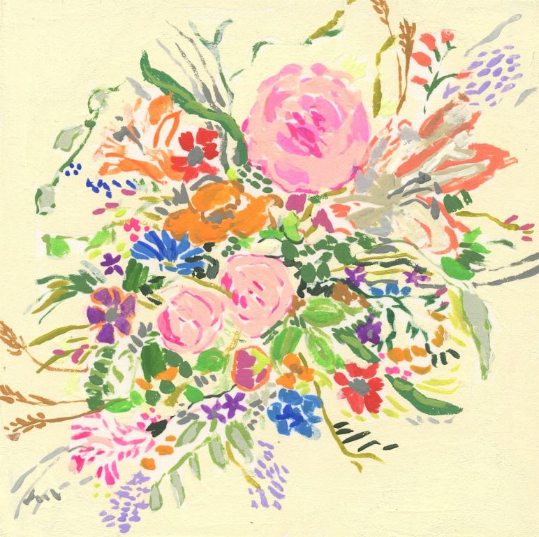 Bouquet / 2013 / Gouache on Paper on Panel / 4 x 4 in / Collection of Dorid Lamb