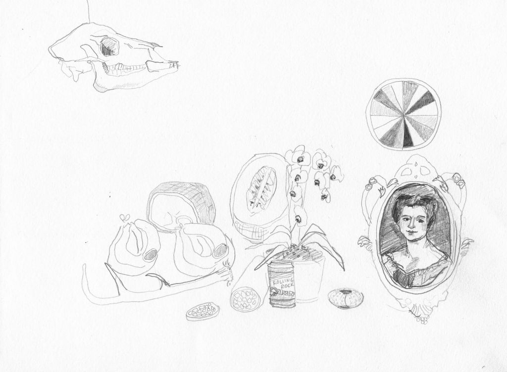 Sausages and Color Wheel / 2012 / Pencil on Paper / 8 x 10 in
