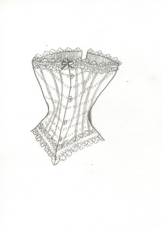Striped Corset / 2010 / Pencil on Paper / 5 x 7 in
