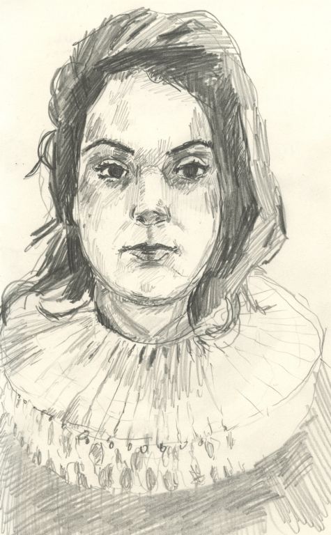 With Ruff / 2014 / Pencil on Paper / 5 x 7 (approx) / Collection of Launa Bacon