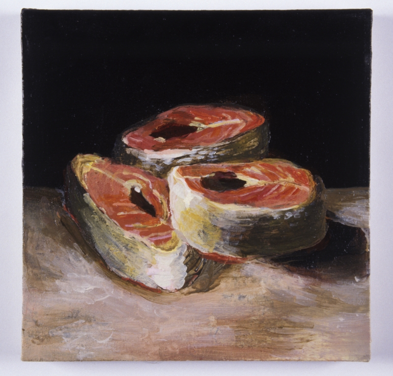 Salmon Steaks After Goya 1 / Acrylic on Linen / 12 x12in / 2005 / Private Collection