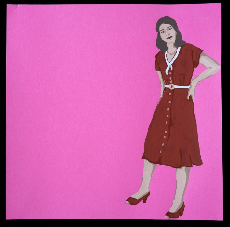 Red Dress / 2006 / Gouache on Kraft Paper / 6 x 6 in / Private Collection
