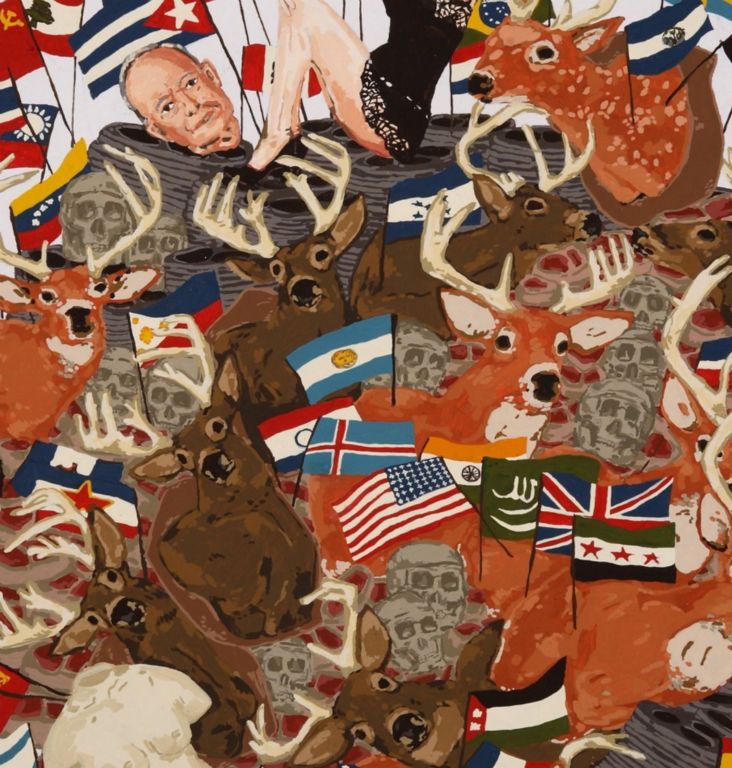 Detail / Trophy Flagpile / 2007 / Gouache on Paper / 12 in Diameter
