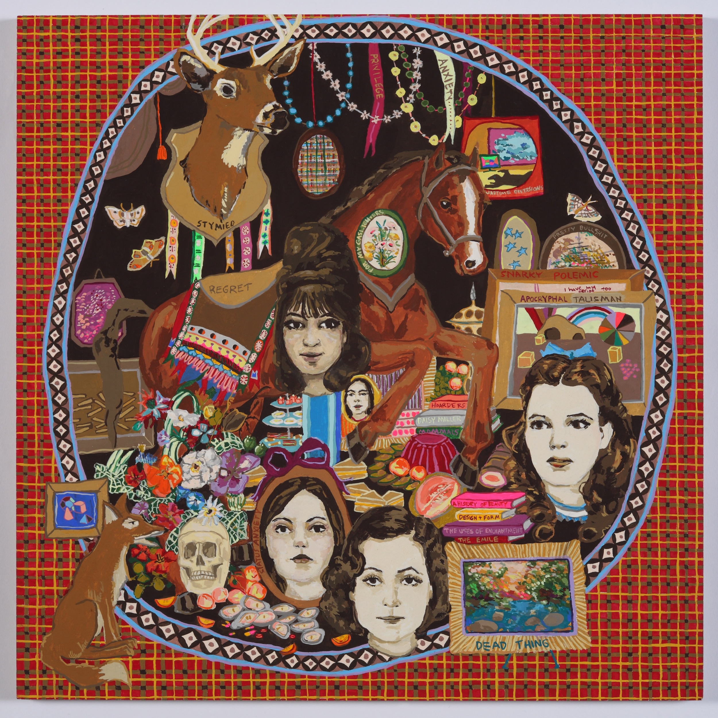 The Plaid / 2011 / Gouache on Paper on Panel / 16 x 16 in