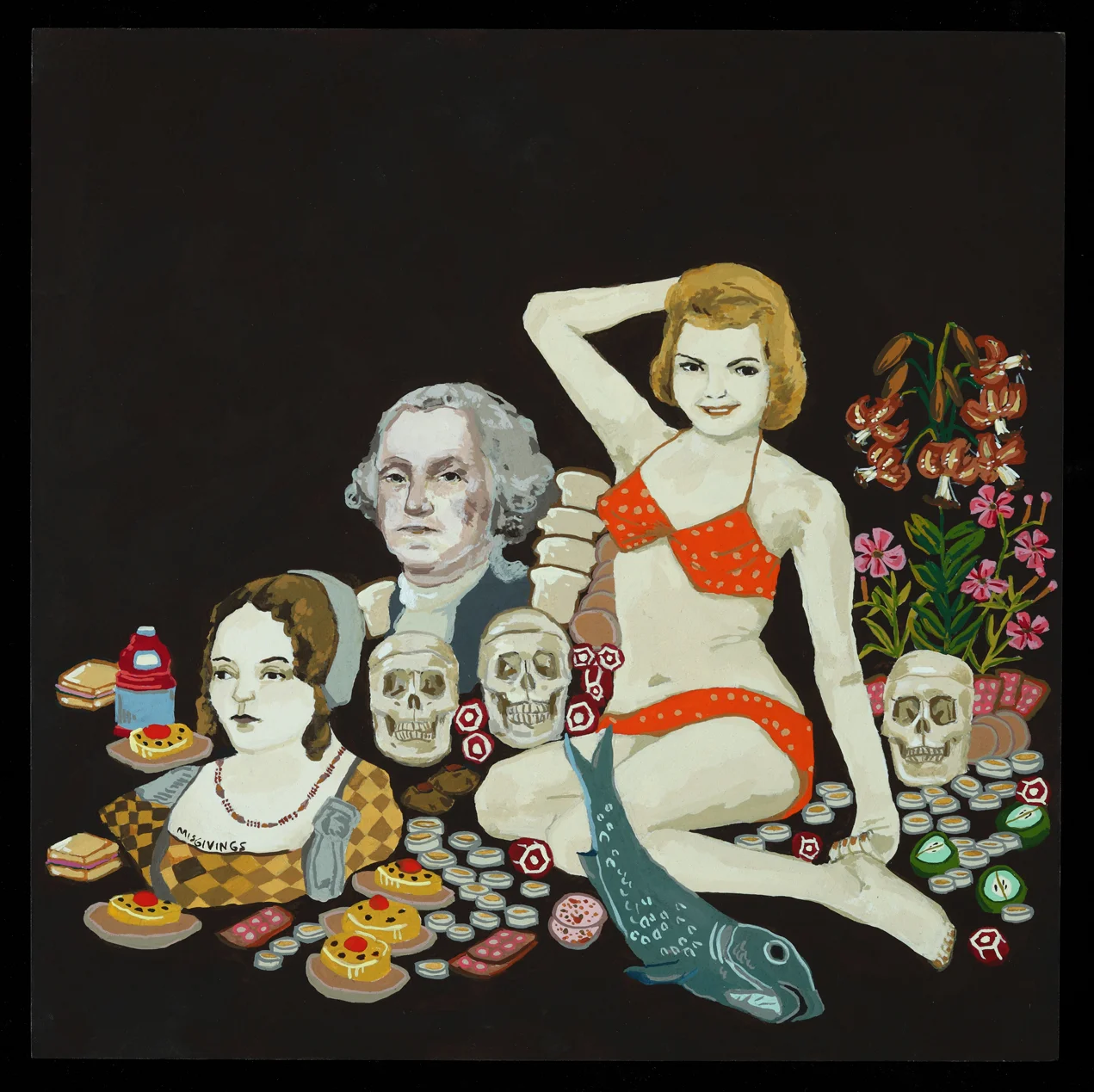 Polka Dot Bikini / 2009 / Gouache on Paper on Panel / 12 x 12 in / Collection of Millee Tibbs