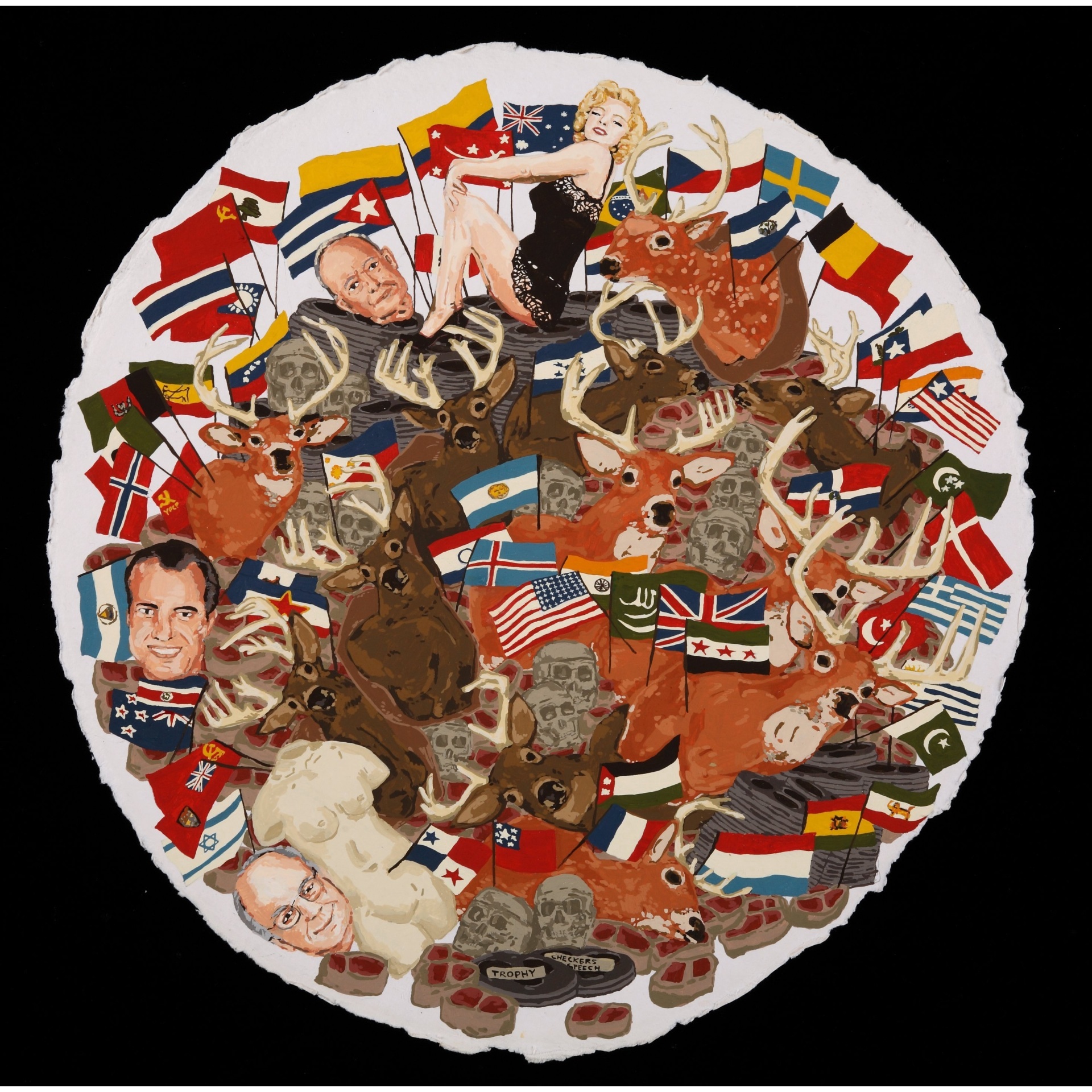 Trophy Flagpile / 2007 / Gouache on Paper / 12 in Diameter