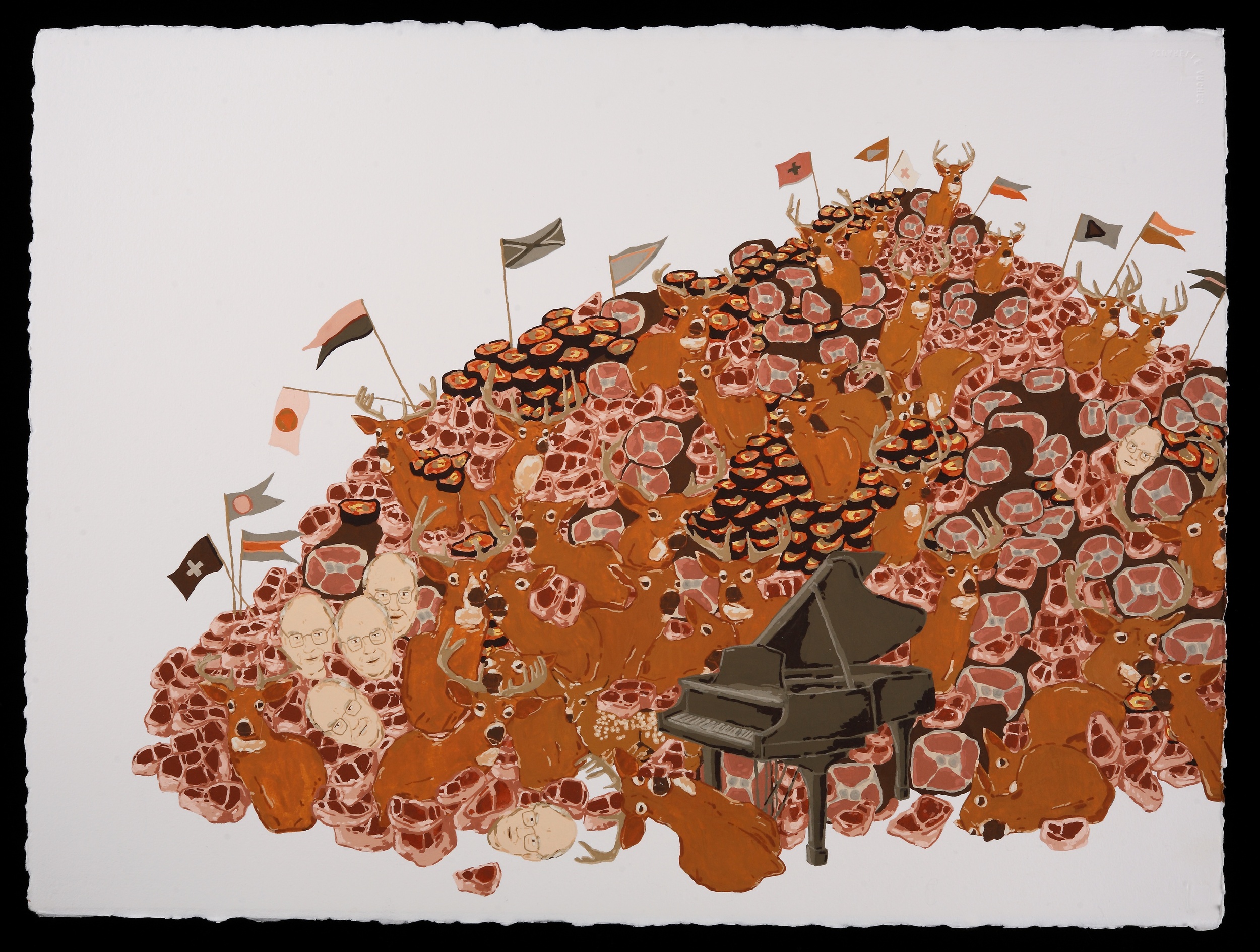 Cheney Deerpile / 2006 / Gouache on Paper / 18 x 24 in