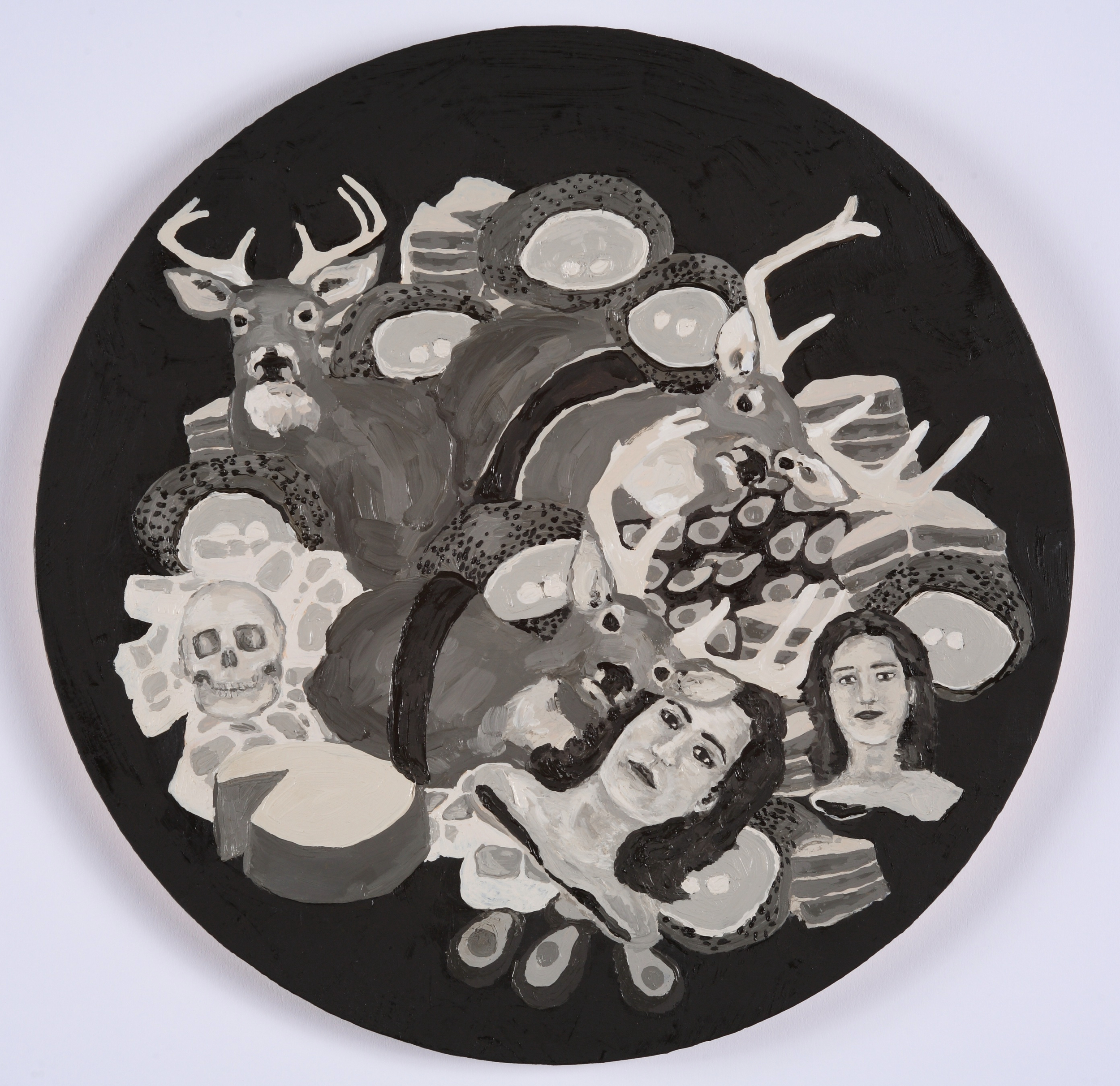 Self Portrait as a Young Pile / 2006 / Oil on Panel / 12 in diameter / Private Collection