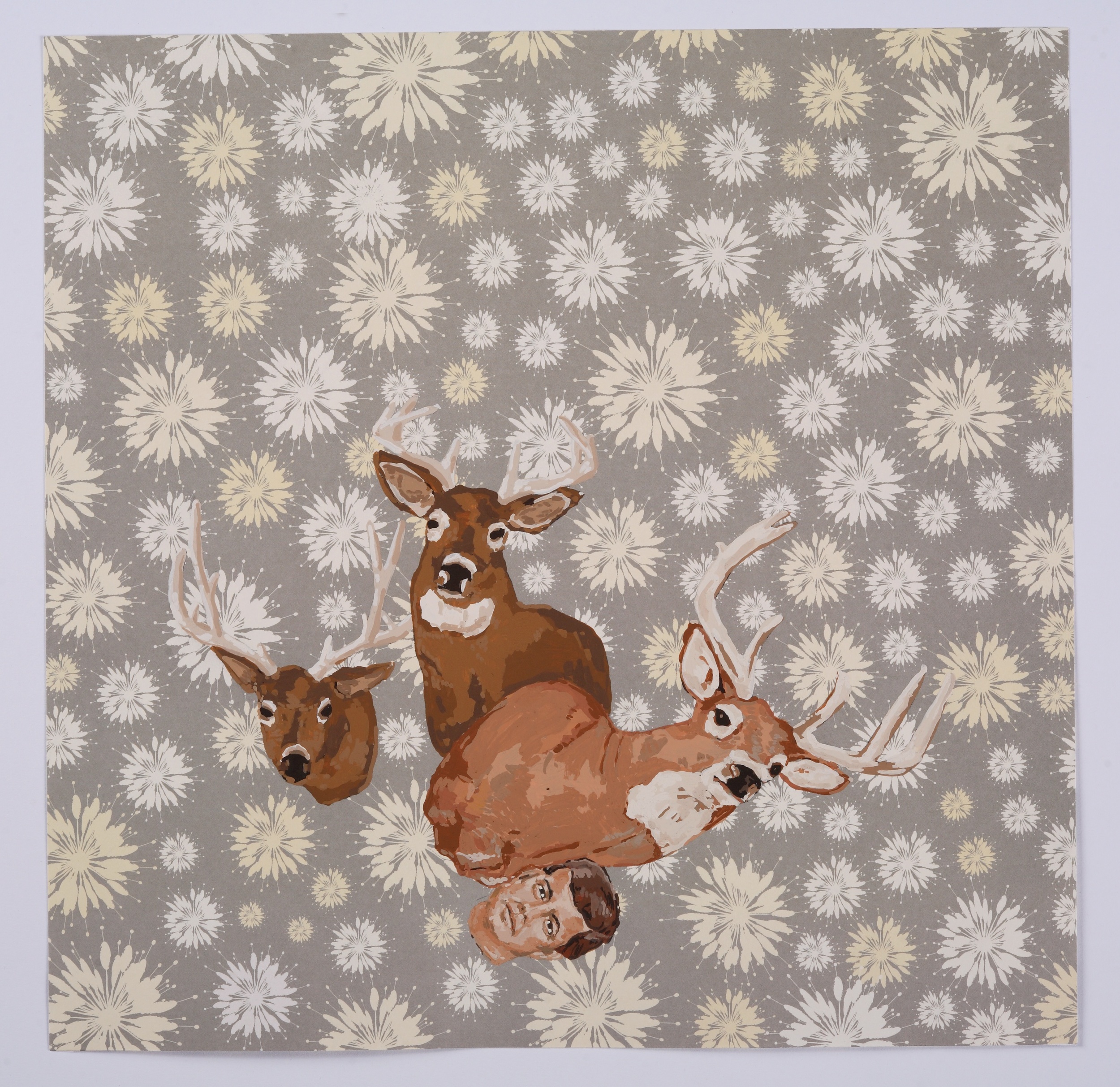 Young Kennedy and Young Bucks / 2006 / Gouache on Kraft Paper / 12 x 12 in / Private Collection