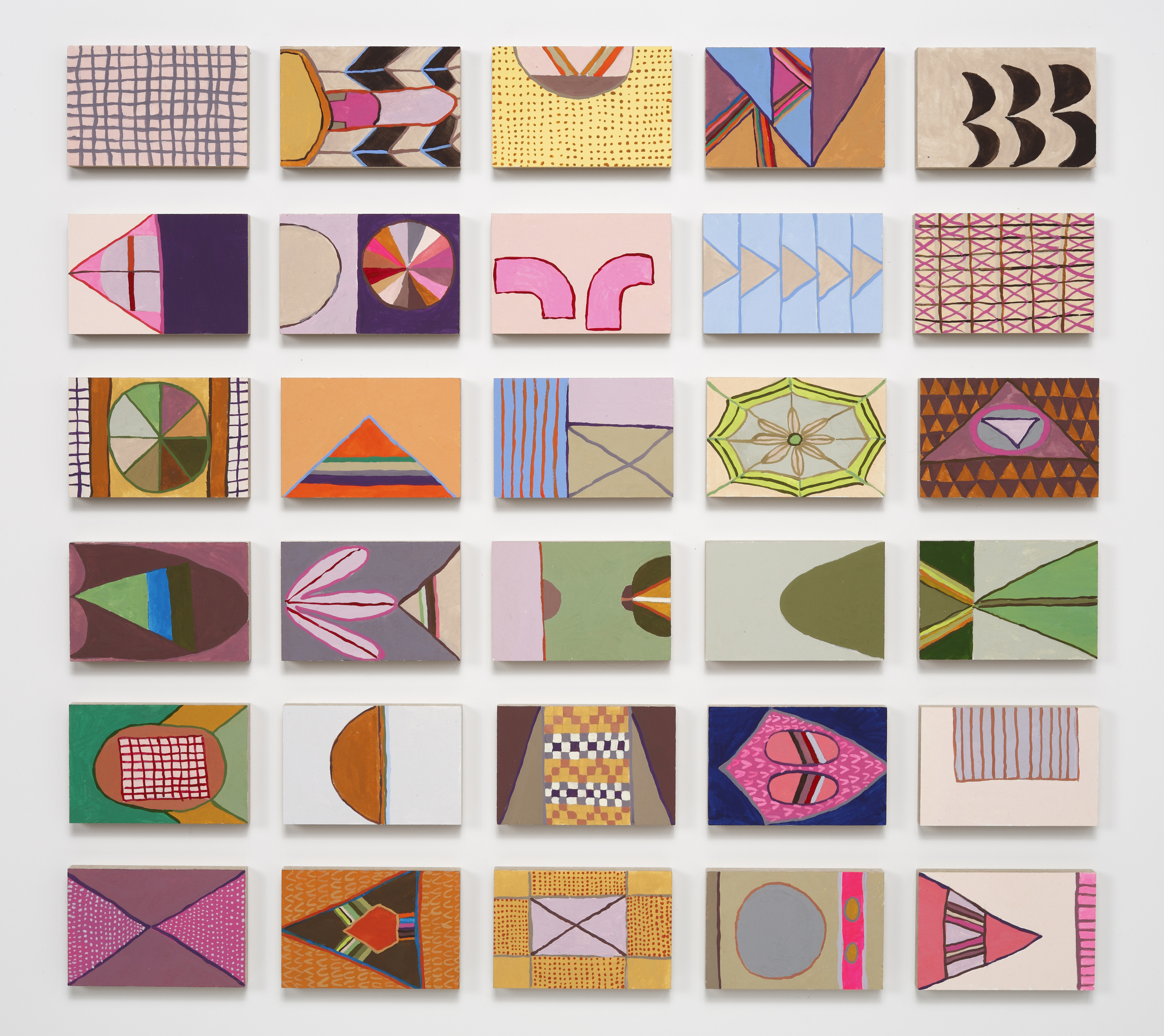 Miniature Grid Two / 2013 / Gouache on Paper on Panel / each 2 x 3 in