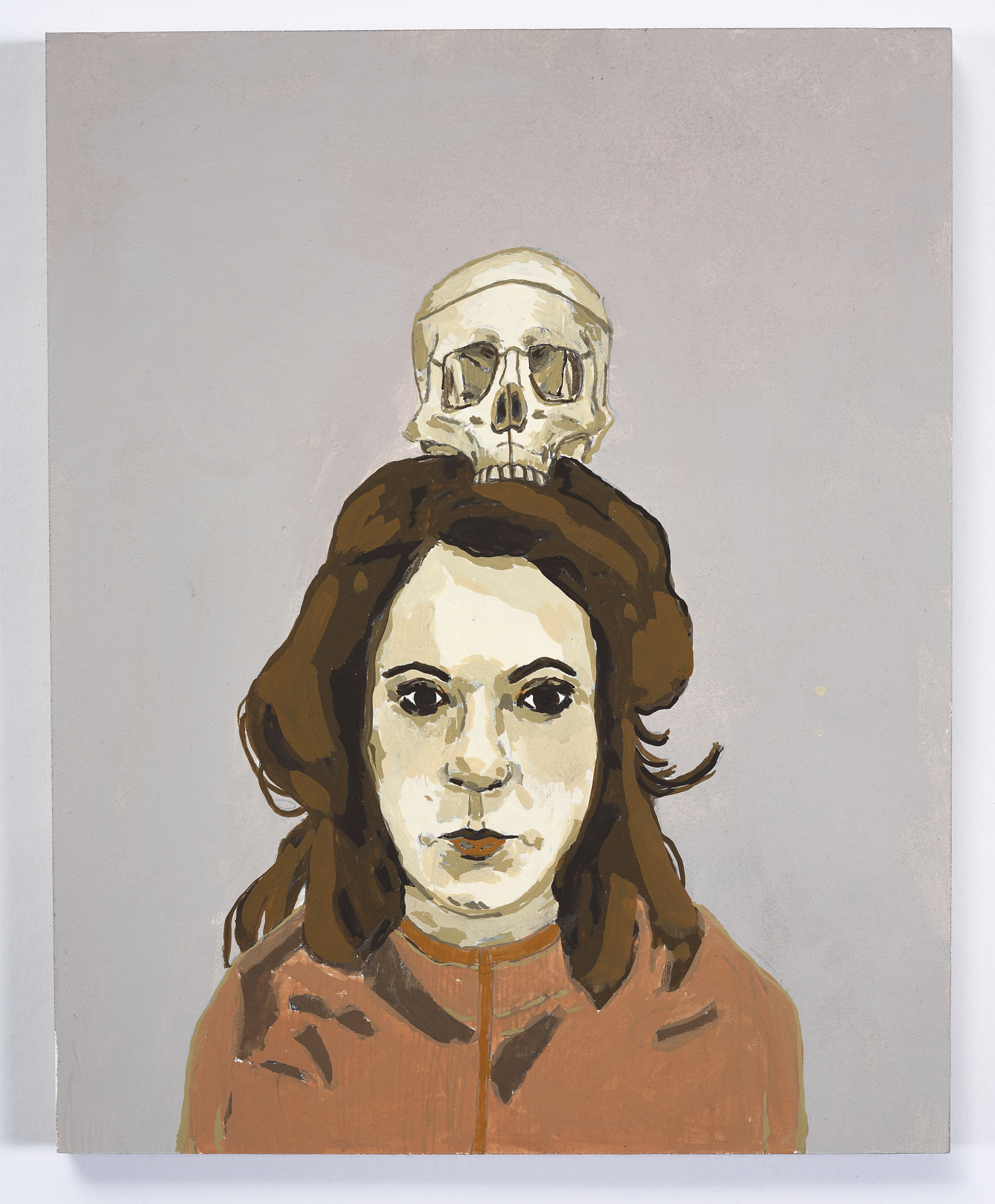 With Skull / 2014 / Gouache on Paper on Panel / 8 x 10 in