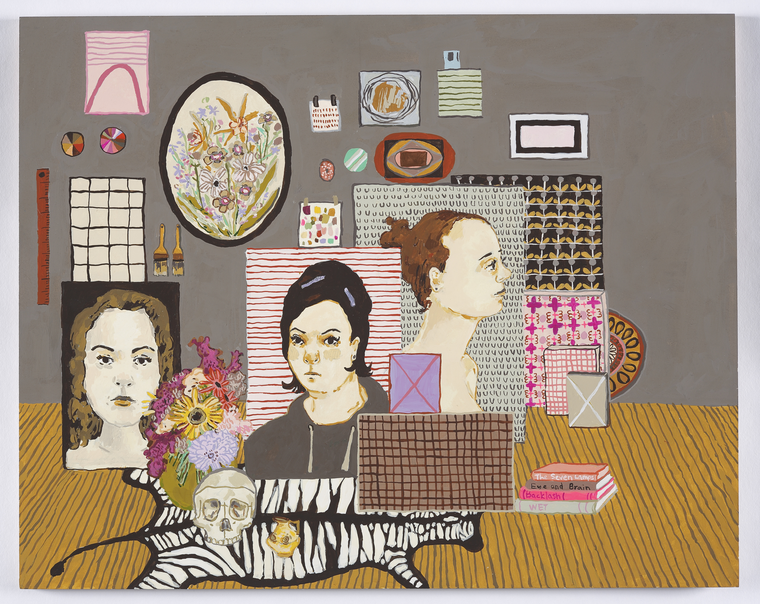 Studio with Zebra / 2015 / Gouache on Paper on Panel / 16 x 20 inches