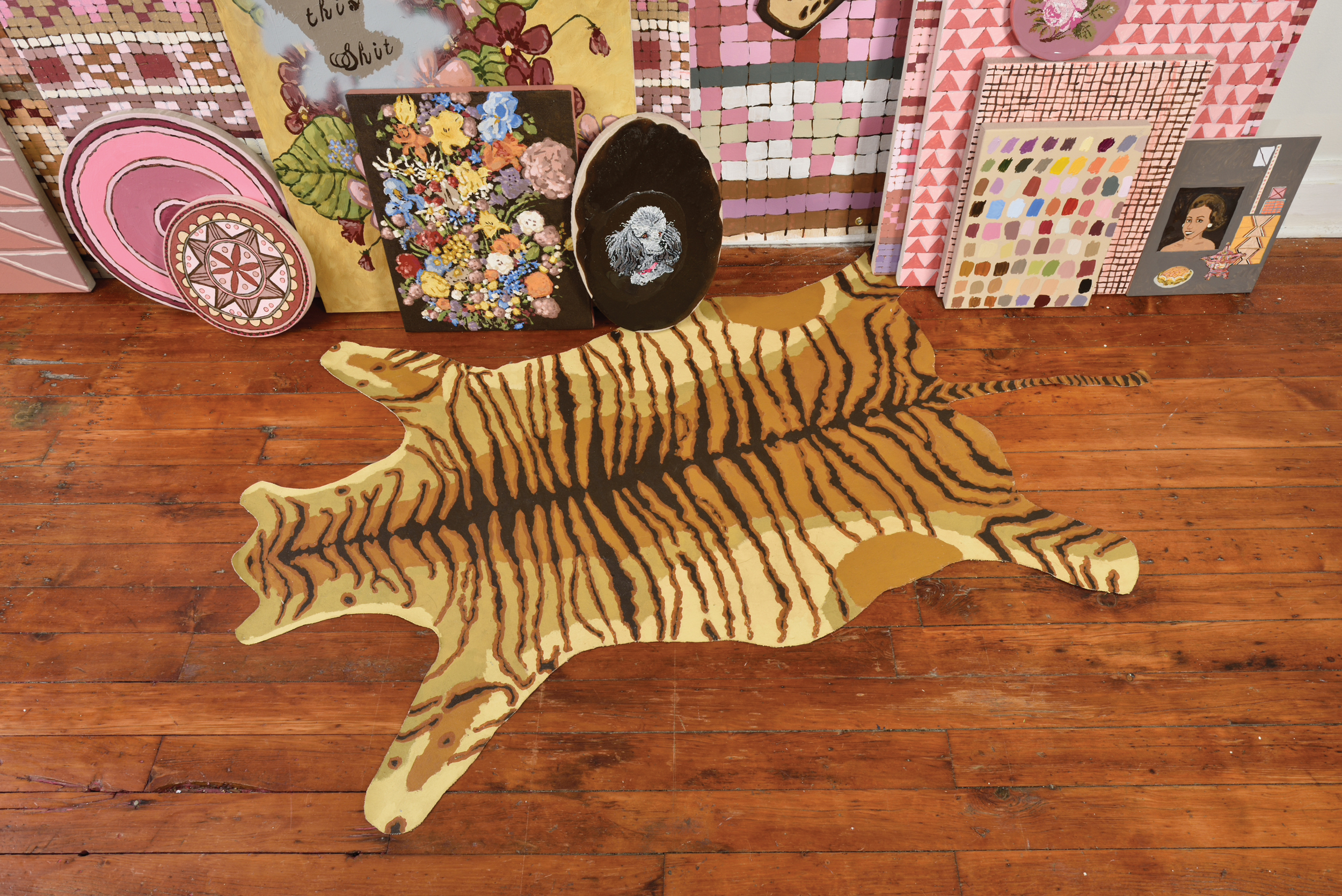 Detail, the Pattern Room, 2015, Acrylic and Gouache on Canvas, Linen, and Panel, photograph by Ric Evans