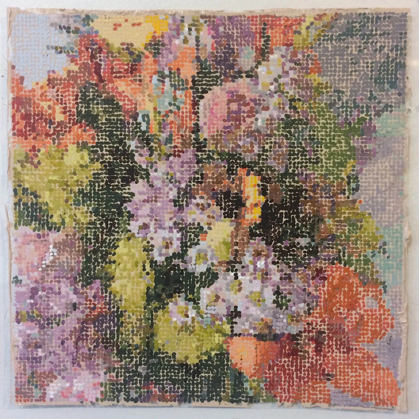 Bouquet / 2015 / Gouache on Acetate with Acrylic on Panel / 8 x 8 in / Private Collection