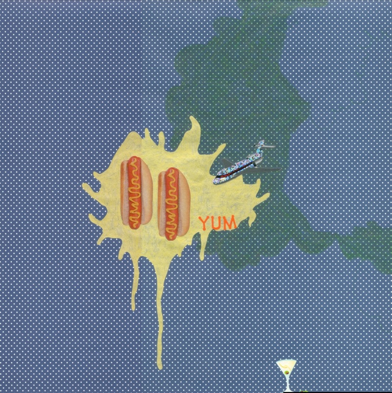 Yum, 2001, Pen and Stickers on Kraft Paper, 12 x 12 in