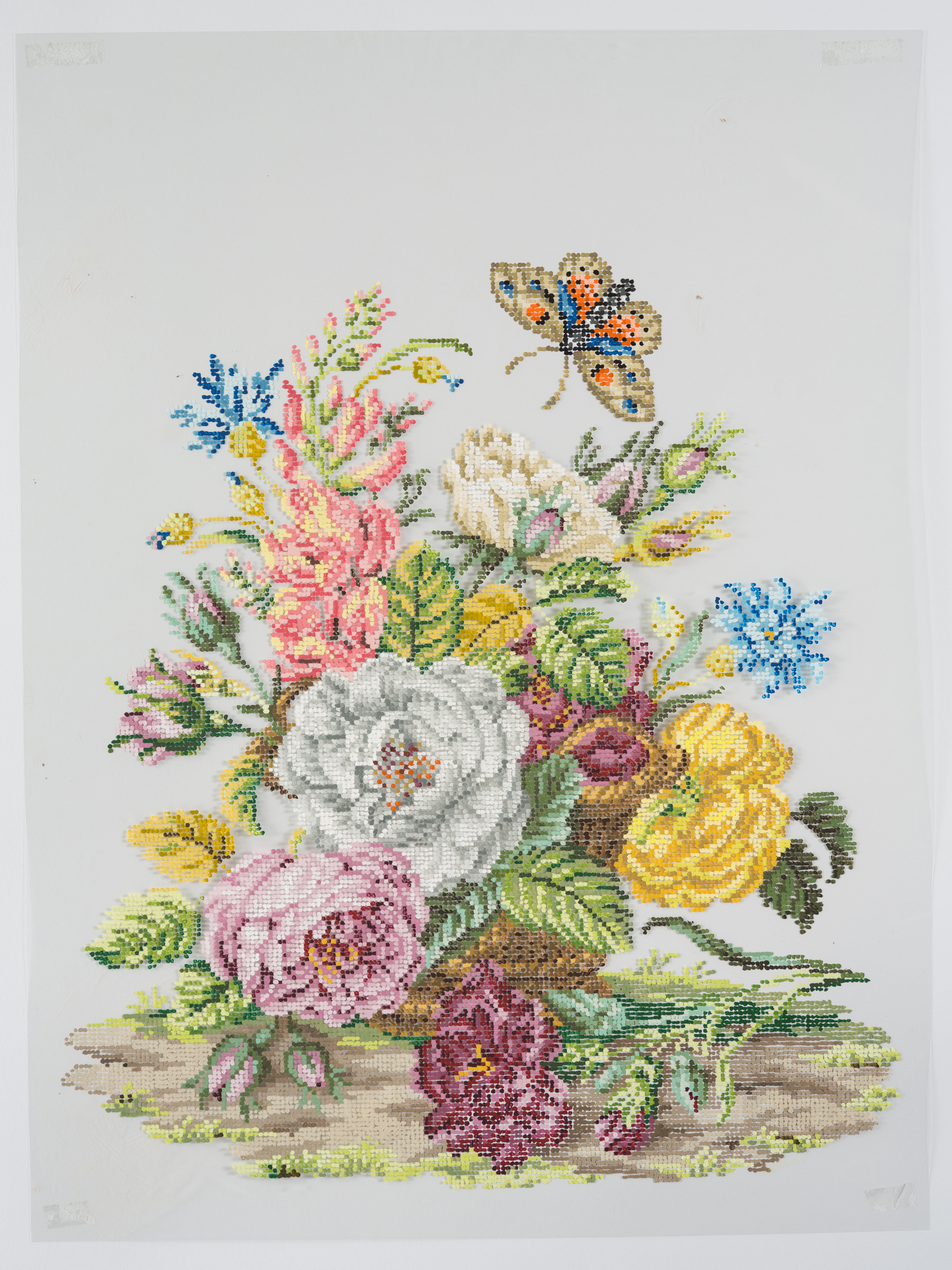 After Floral Embroidery / 2016 / Gouache on Duralar / 15 x 29 in