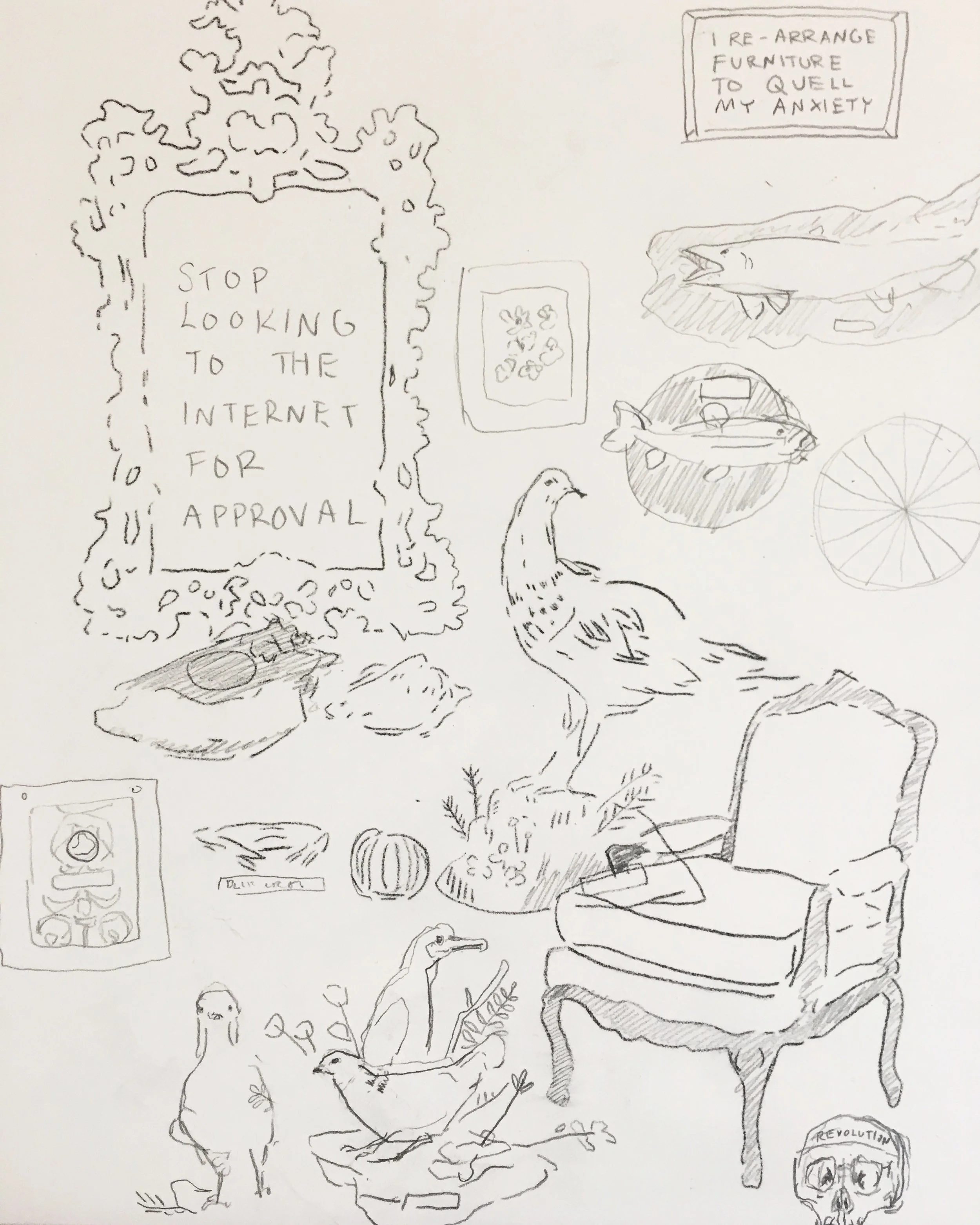 Internet Approval / 2017 / Pencil on paper on board underdrawing / 8 x 10 in