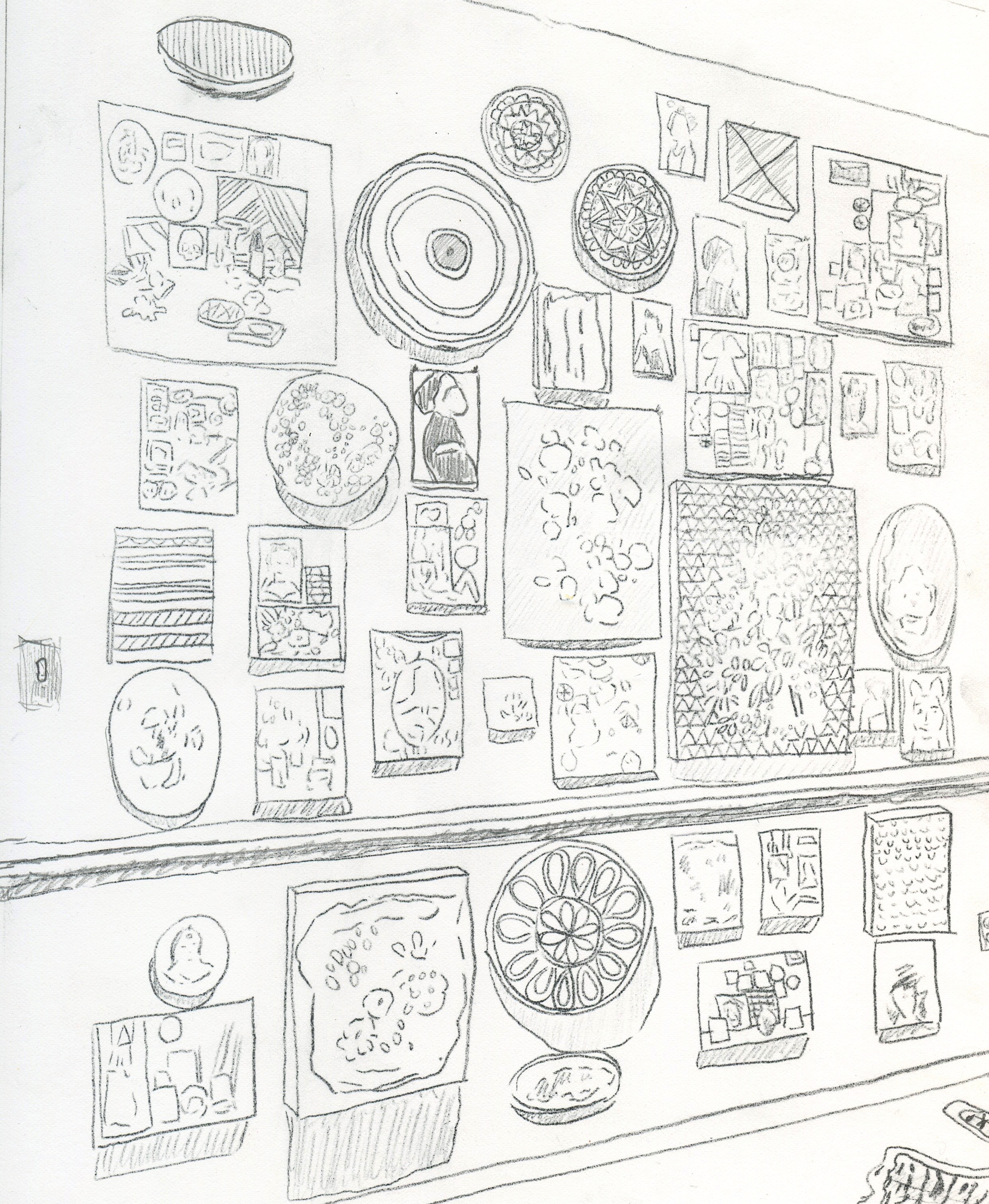 Salon Drawing (Stonehill) / 2017 / Pencil Underdrawing on Panel / detail of 9 x 12 in