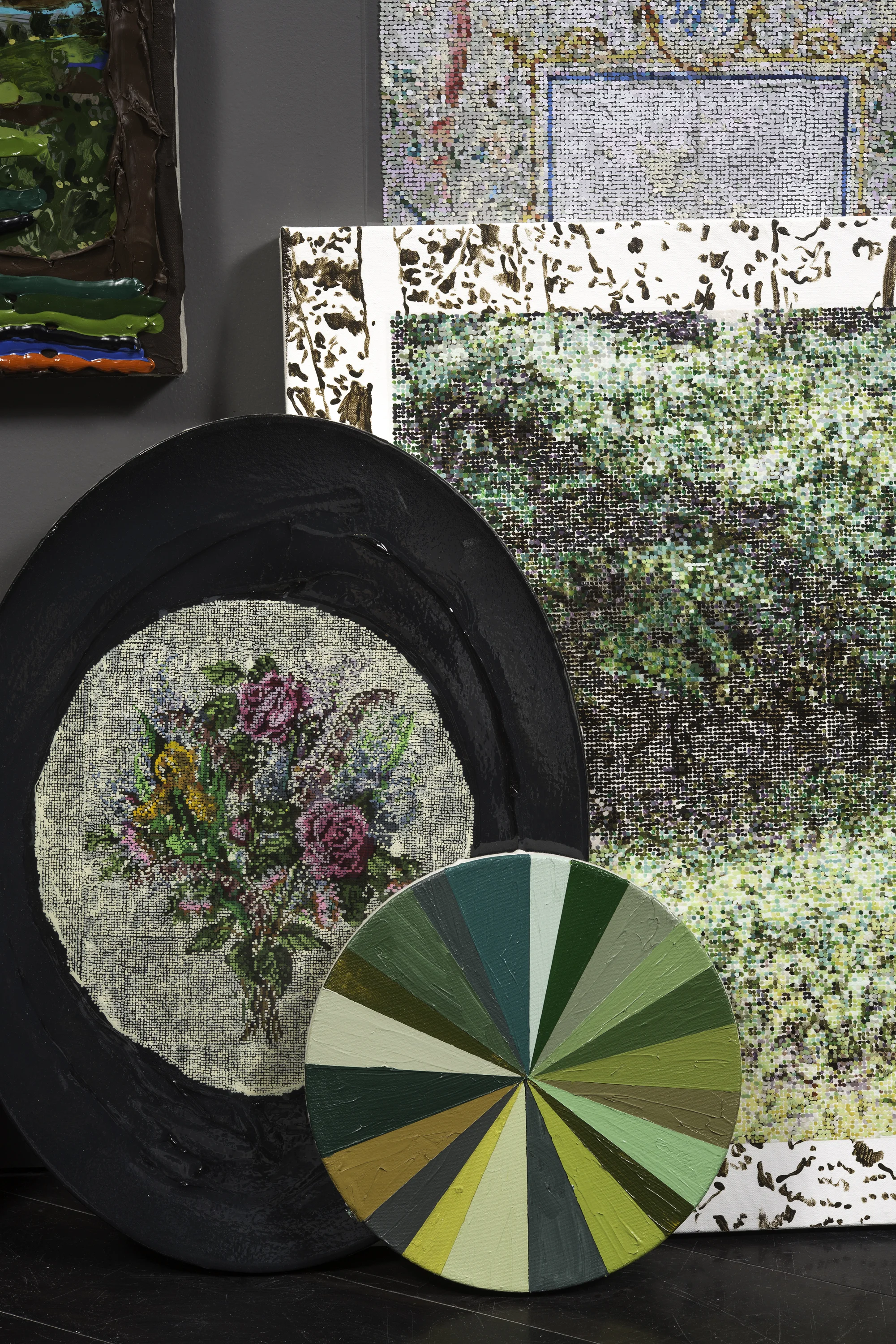 Pattern Thicket Detail Installation NBAM / 2017 / Acrylic Gouache and Pencil on Linen, Canvas, Panel and Duralar / Dimensions Variable