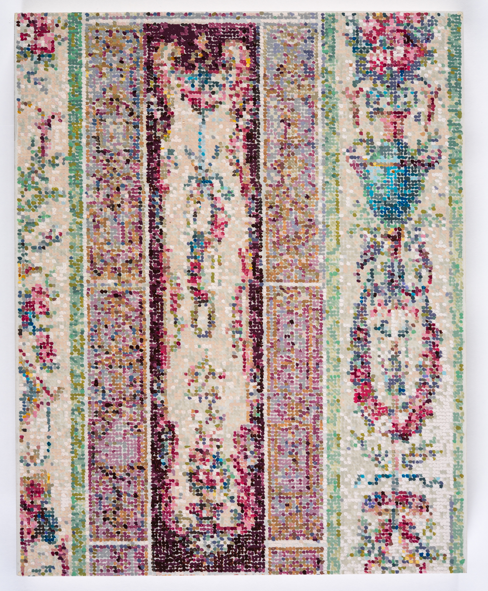 After French Decoration One / Providence College Collection / 2018 / Gouache and Acrylic on Duralar on Panel / 16 x 20 in 