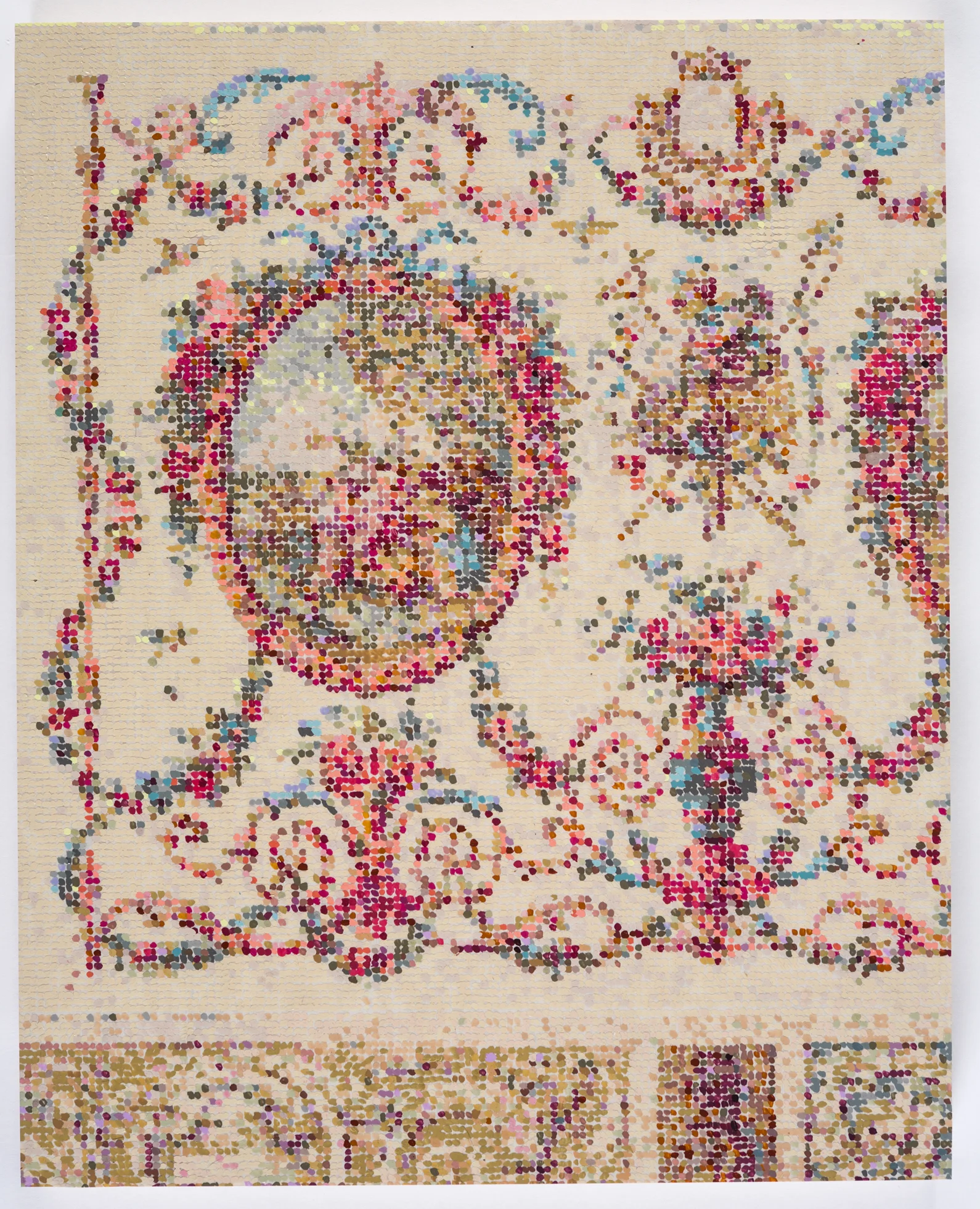 After French Decoration Two / Providence College Collection / 2018 / Gouache and Acrylic on Duralar on Board / 16 x 20 in 