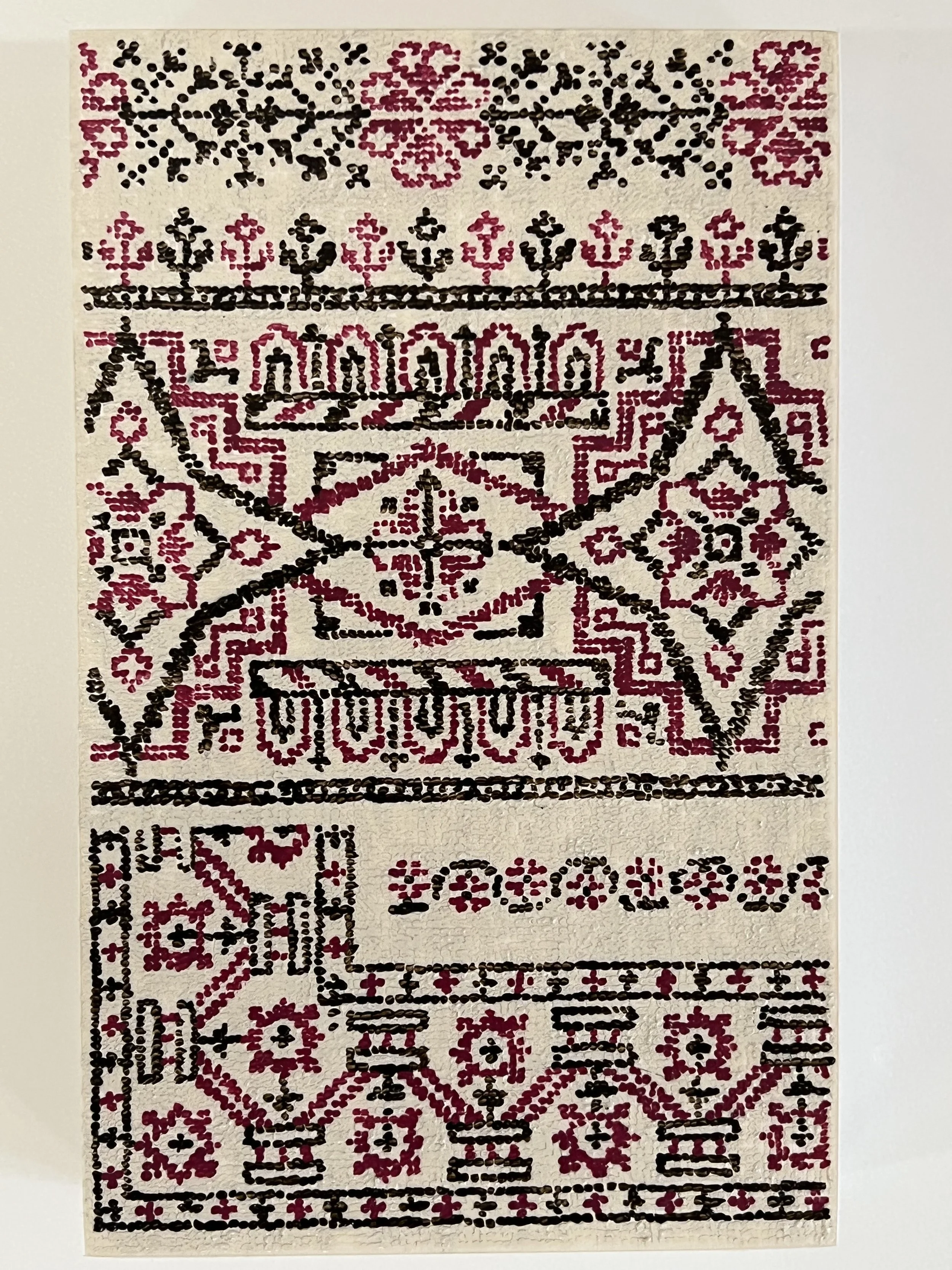 After Black and Red Patter / 2022 / Acrylic and Acrylic Gouache on Duralar on Panel / 10 x 6 in / Private Collection