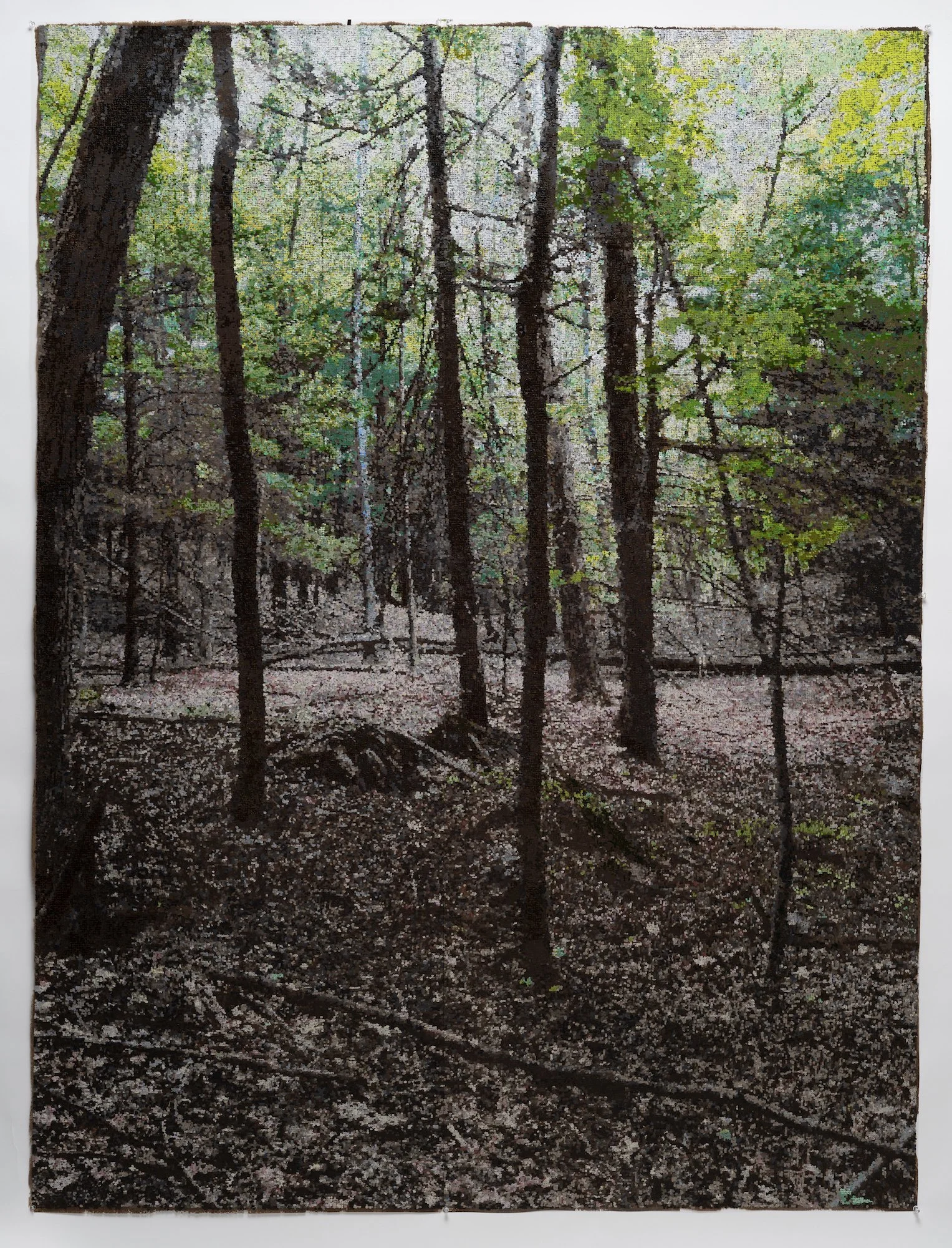  Side of the Trail in Rhode Island / 2024 / Acrylic and Acrylic Gouache on Duralar on Panel / 80 x 60 in 