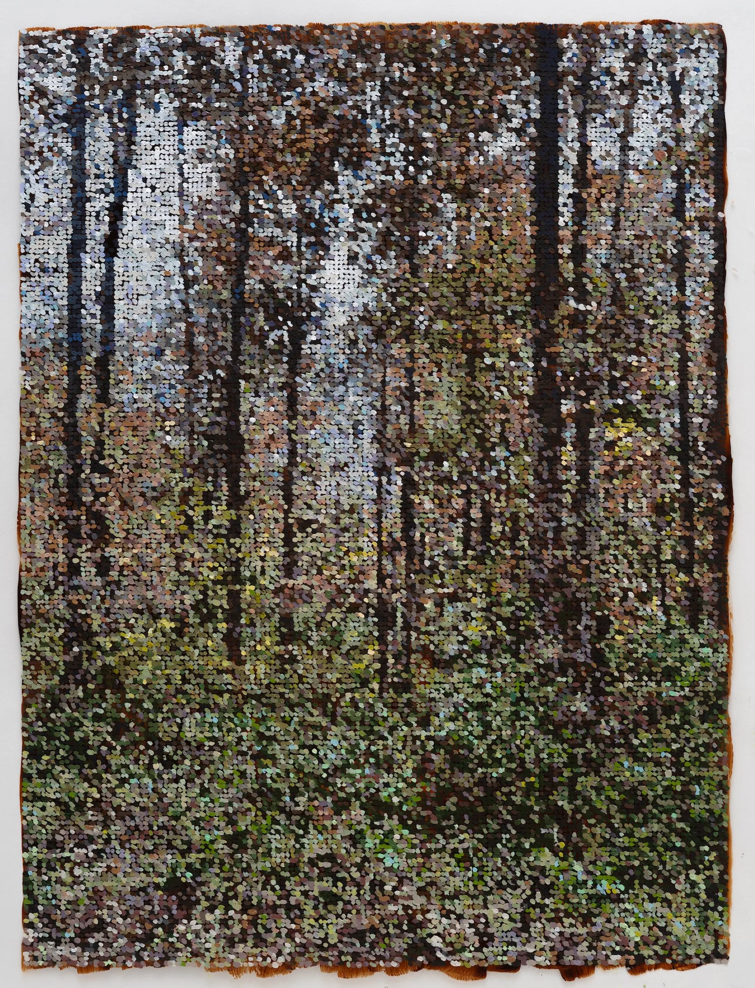 Fall in Lincoln Woods / 2025 / Acrylic Gouache on Duralar on Panel / 25 x 19 in