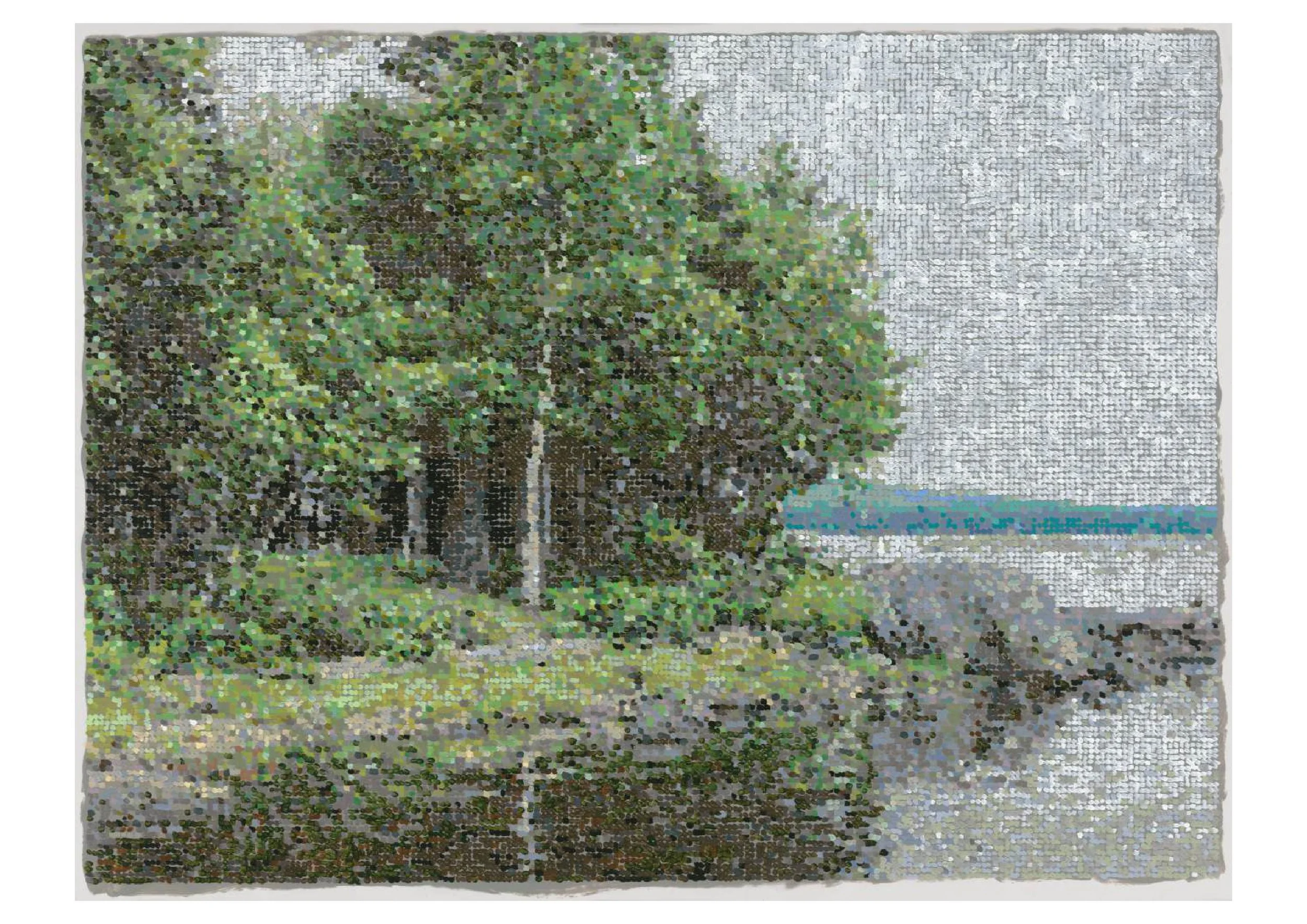 Lakeside Forest / 2025 / Acrylic and Acrylic Gouache on Dura-Lar / 18.75 x 25 in / Image by IO Labs