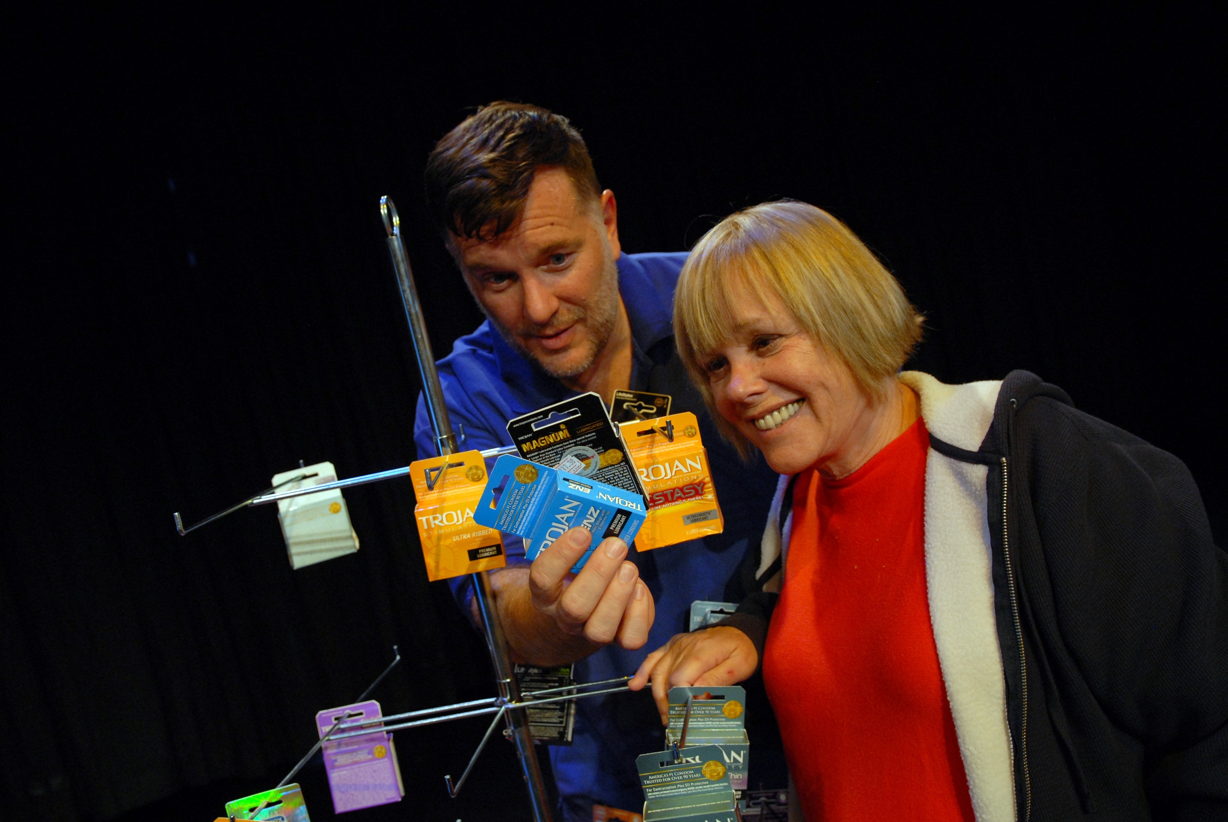 Jim Dalglish and Lynda Sturner starring in their play Super-Lubricated during the Women's International Theater Festival at the Provincetown Theater. Directed by Margaret Van Sant Photo by Jim Dalglish