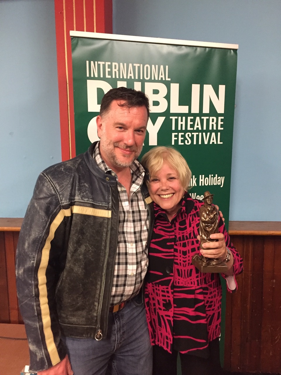 Lynda winning her "Oscar" for Best Actress at the Dublin Gay Theatre Festival
