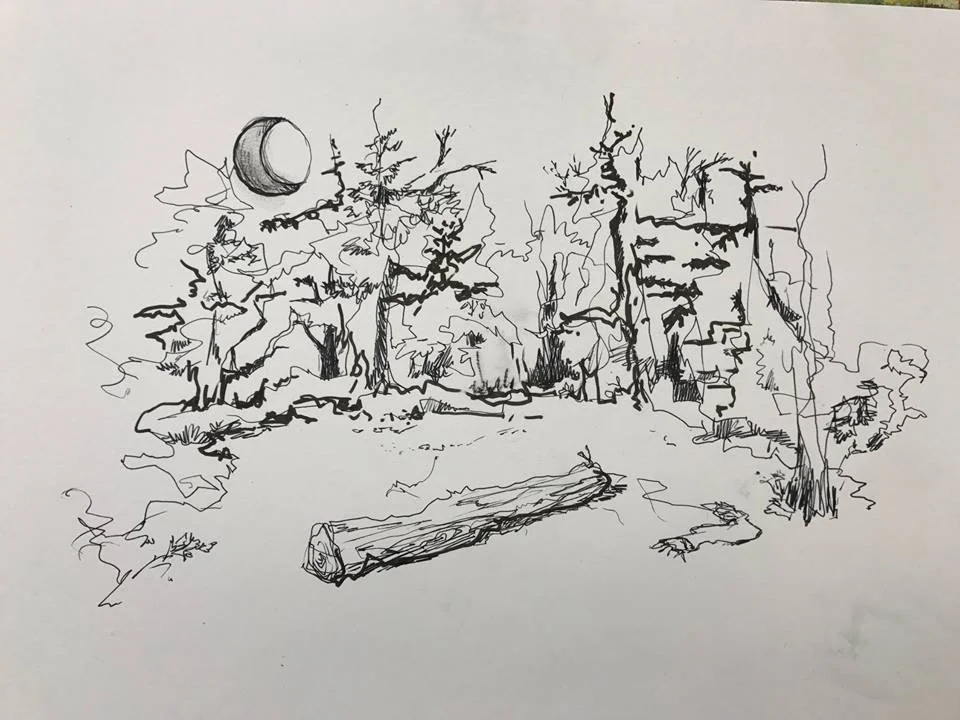 Jackie's illustration of the woods scene.