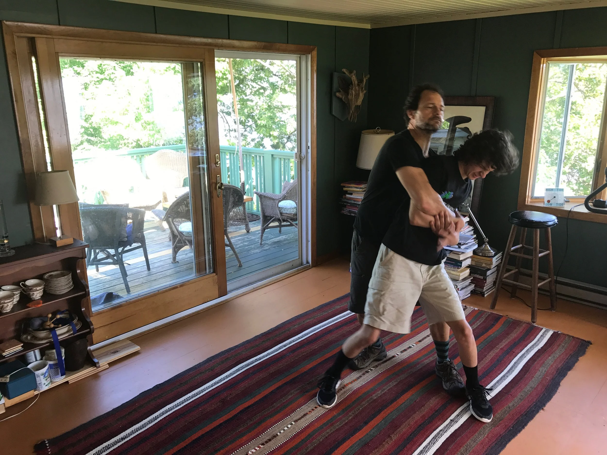 Rehearsing in the living room.