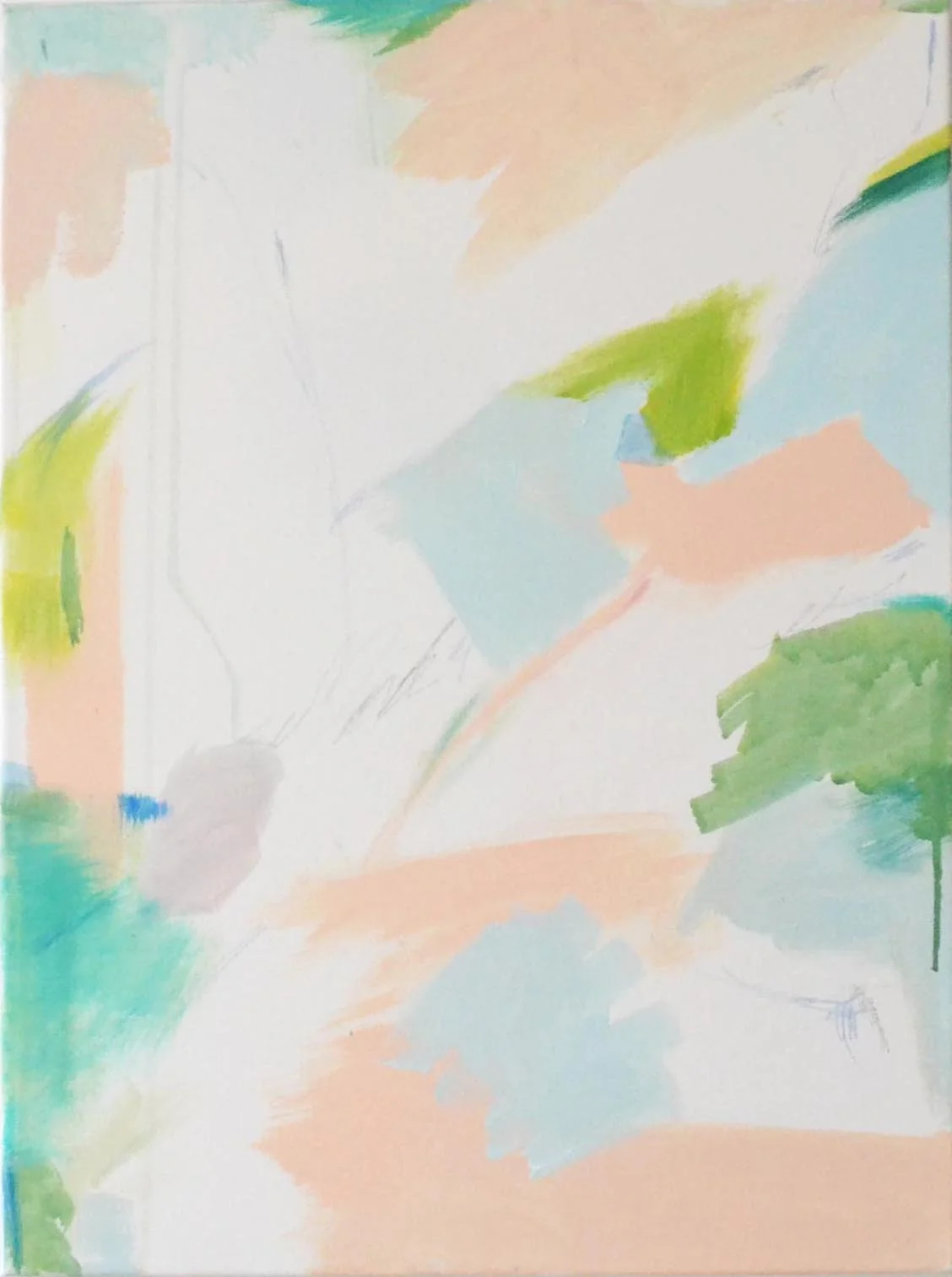 Spring Poetry - 24"x18" acrylic, pencil on canvas, 2017, (sold)
