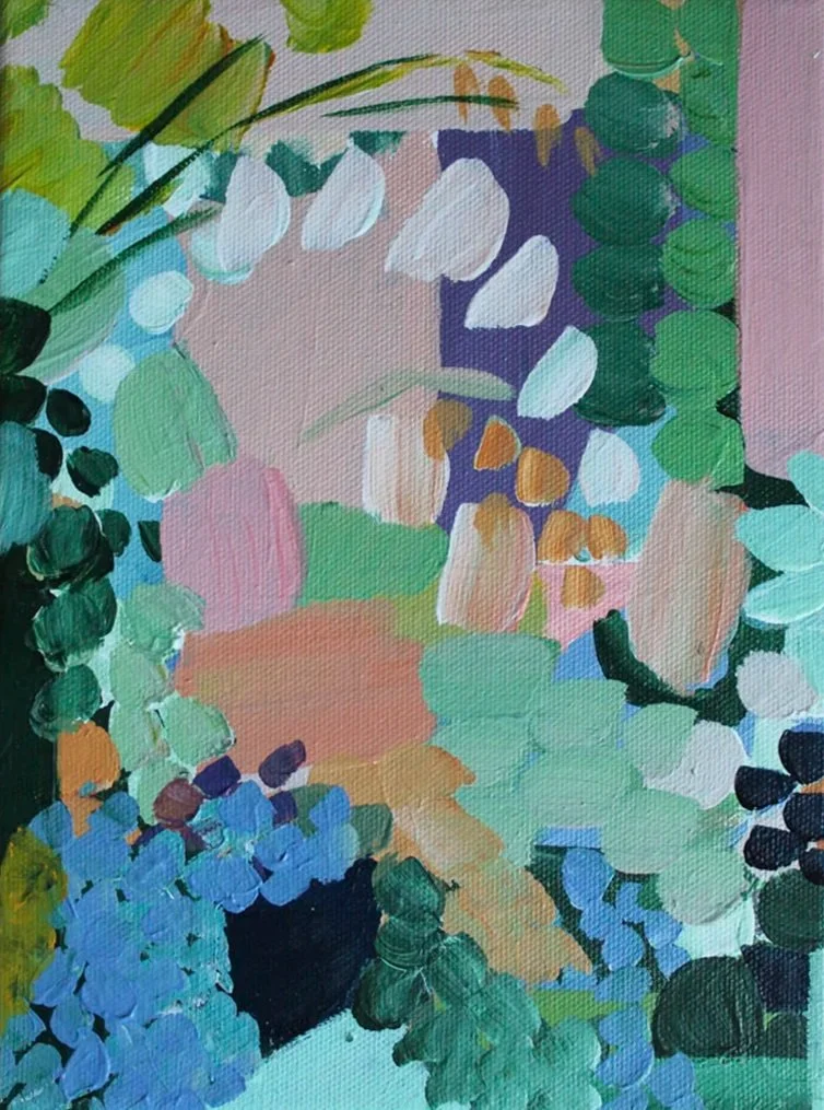 garden steps abstract painting