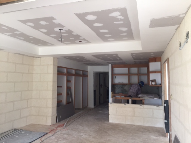 Plasterboard ceiling works in ground floor residences