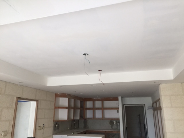 Plaster board ceiling installation on Ground Floor