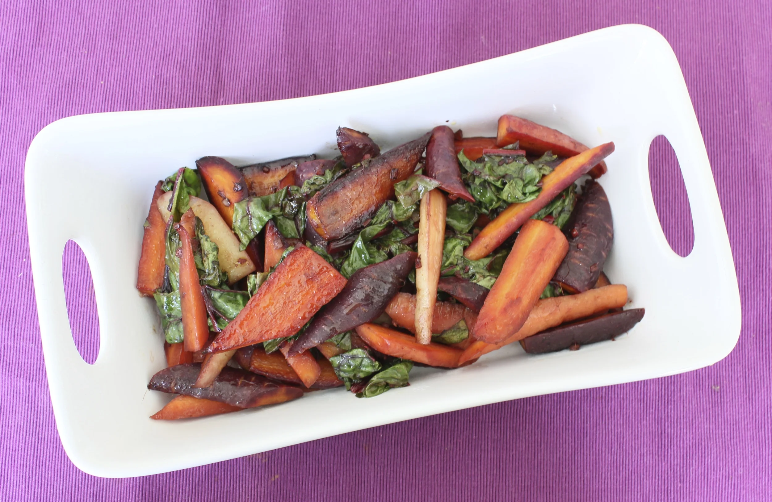 Balsamic-Ginger Glazed Carrots and Chard