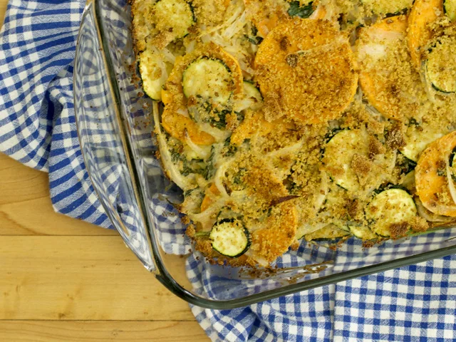 Sweet Potato Gratin with Tahini Cream